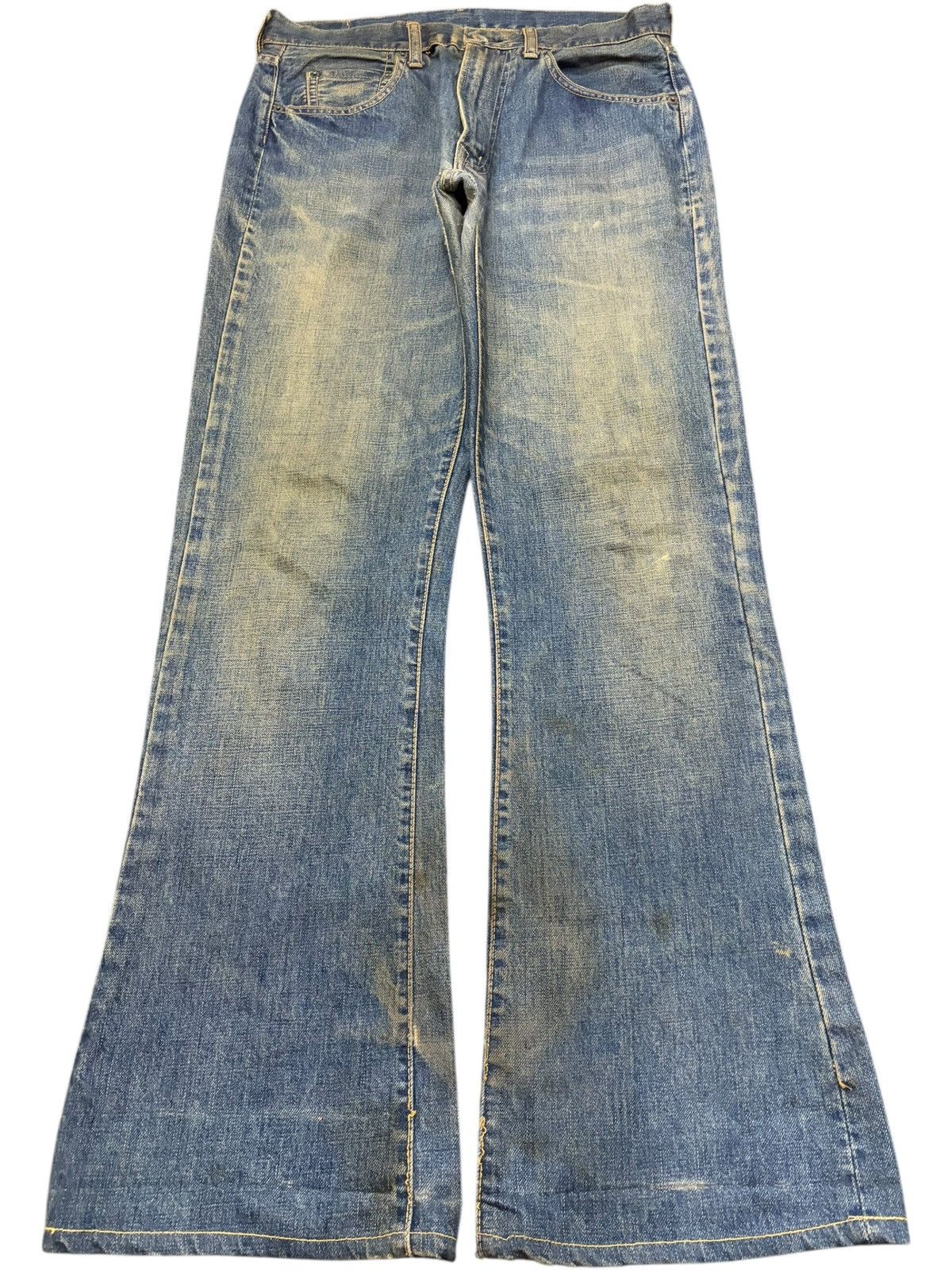 If Six Was Nine Vintage Japanese Brand Mud Wash Distress Flare Jeans Size US 32 / EU 48 - 1 Thumbnail