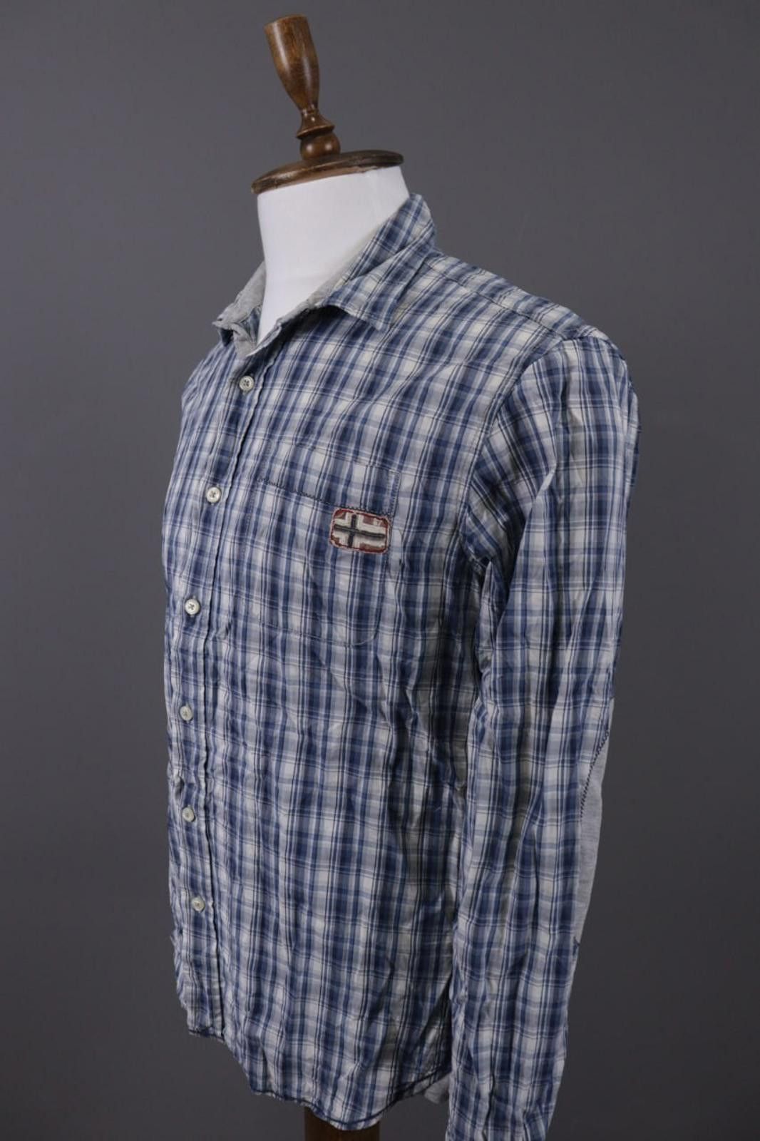 Napapijri Napapijri Geographic Blue Check Button Down Shirt Size L Size US L / EU 52-54 / 3 - 6 Thumbnail