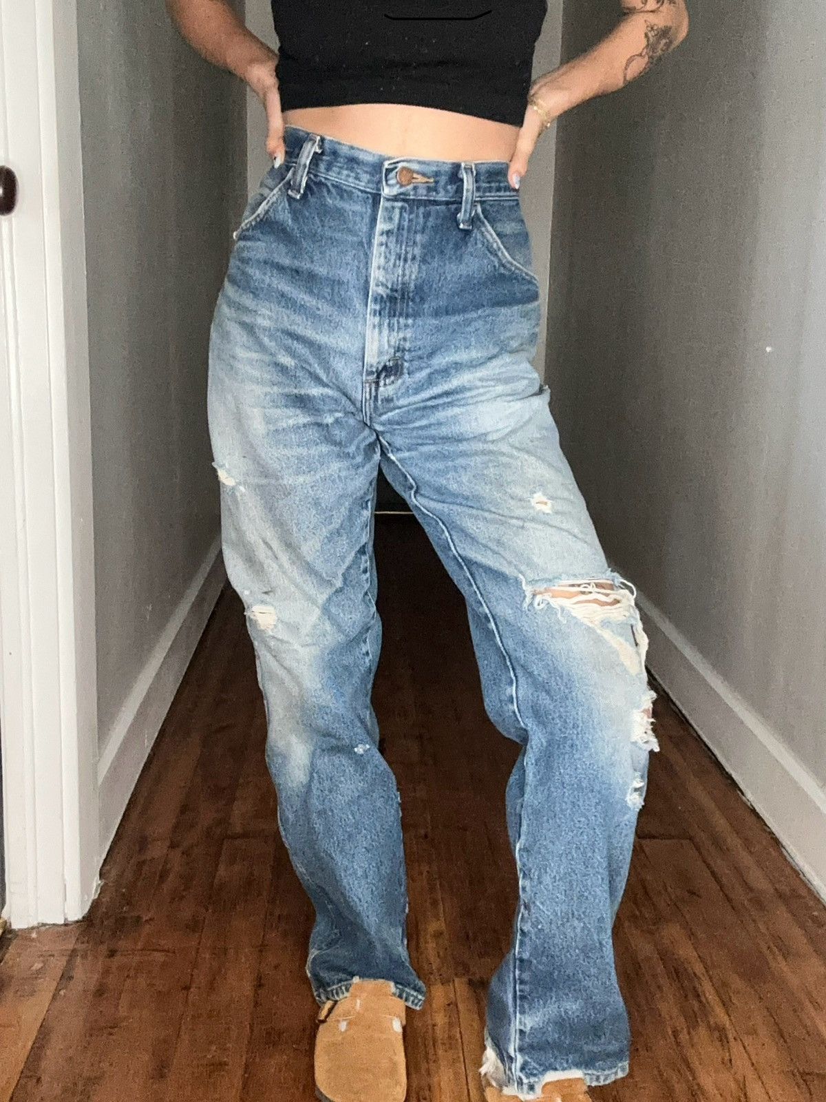 Rustler naturally ripped worn in rustler jeans | Grailed