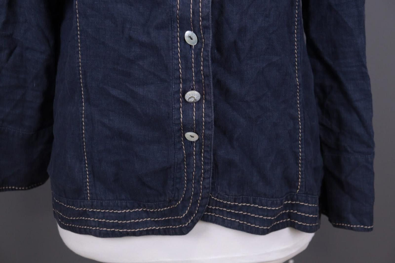 Designer Elisa Cavaletti Blue Lagenlook Linen Blouse Shirt Size L Size L / US 10 / IT 46 - 4 Thumbnail