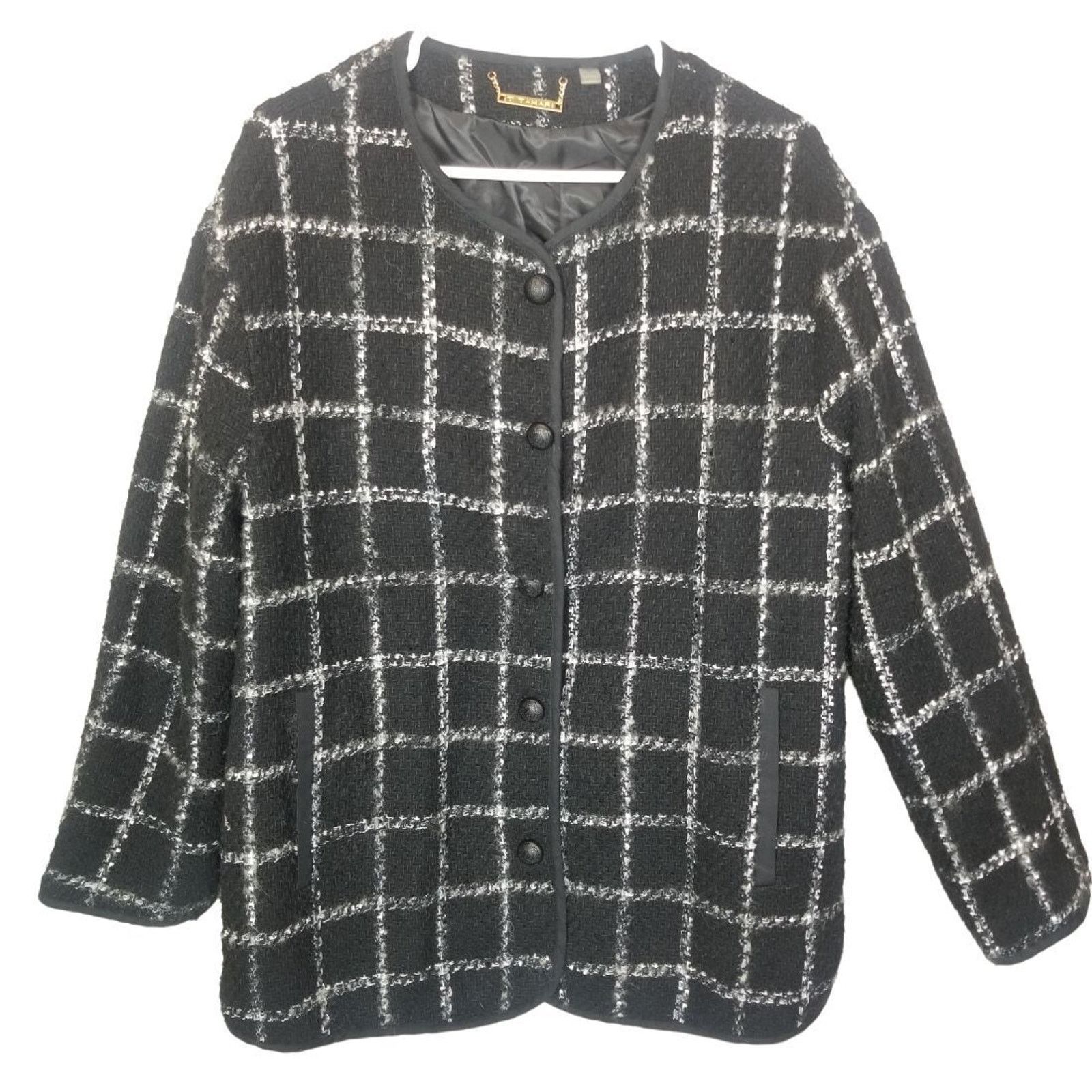 Elie Tahari T Tahari Womens Wool Blend Tweed Jacket Button Up Size 12 Size XL / US 12-14 / IT 48-50 - 1 Thumbnail