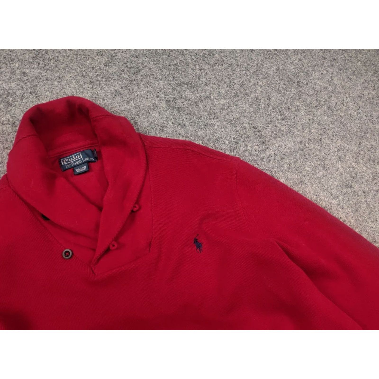 Polo Ralph Lauren VINTAGE Polo Ralph Lauren Red Logo Cotton Half-Buttoned Jumper Pullover Size US L / EU 52-54 / 3 - 3 Thumbnail