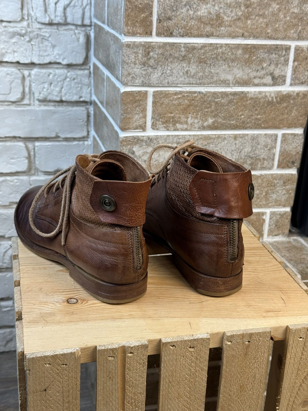A.S.98 × Vintage A.S 98 Airstep Brown Leather Zip Biker Avant Gard Boots Size US 9 / IT 39 - 4 Thumbnail