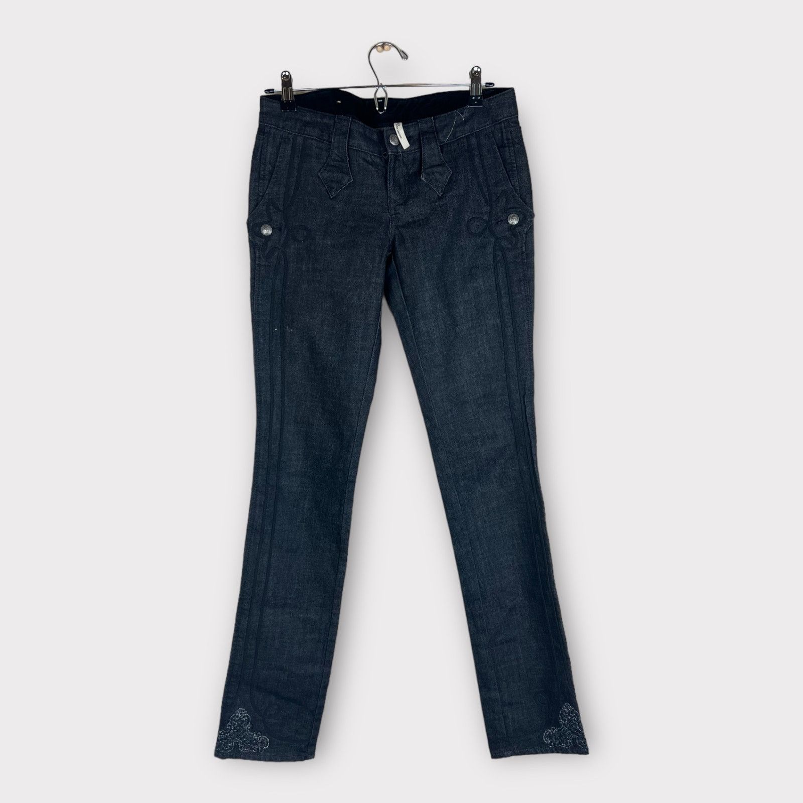 Express Express | Vintage Y2K Embellished Ultra Low Rise Jeans | 2 Size 26" / US 2 / IT 38 - 4 Thumbnail
