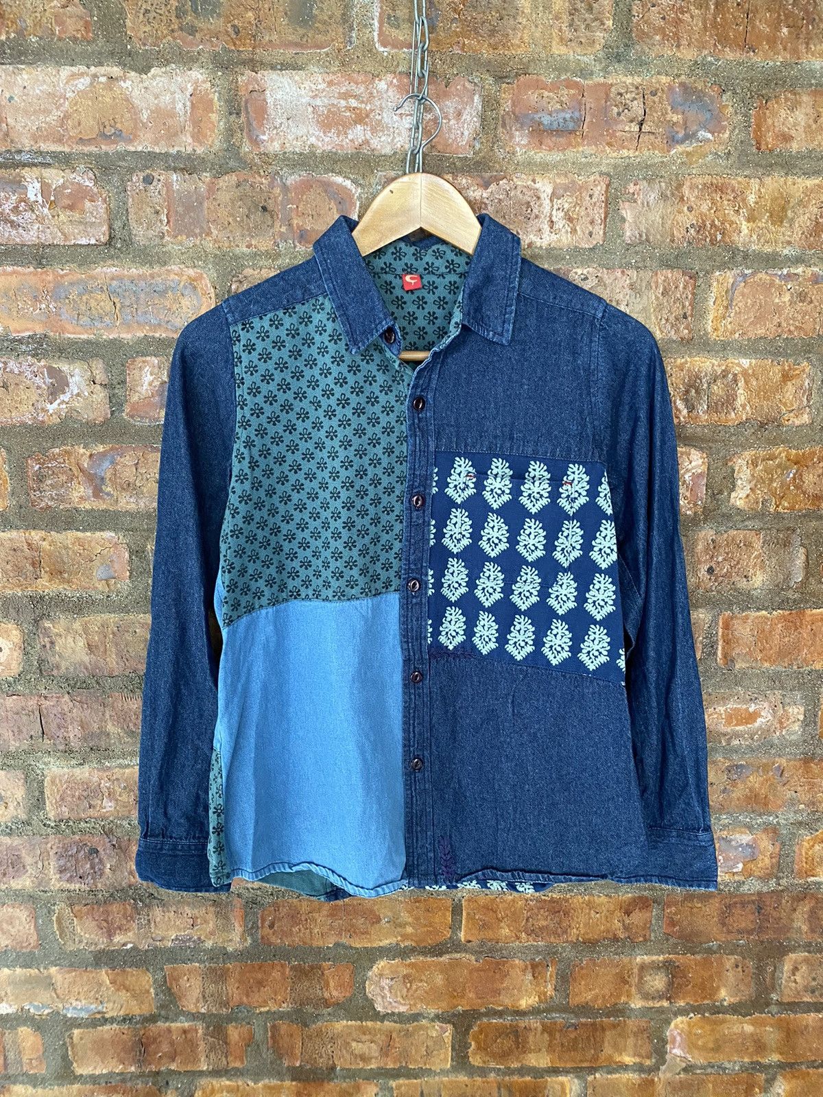 Japanese Brand CAmina Japan Patchwork shirt indigo Size US S / EU 44-46 / 1 - 2 Thumbnail