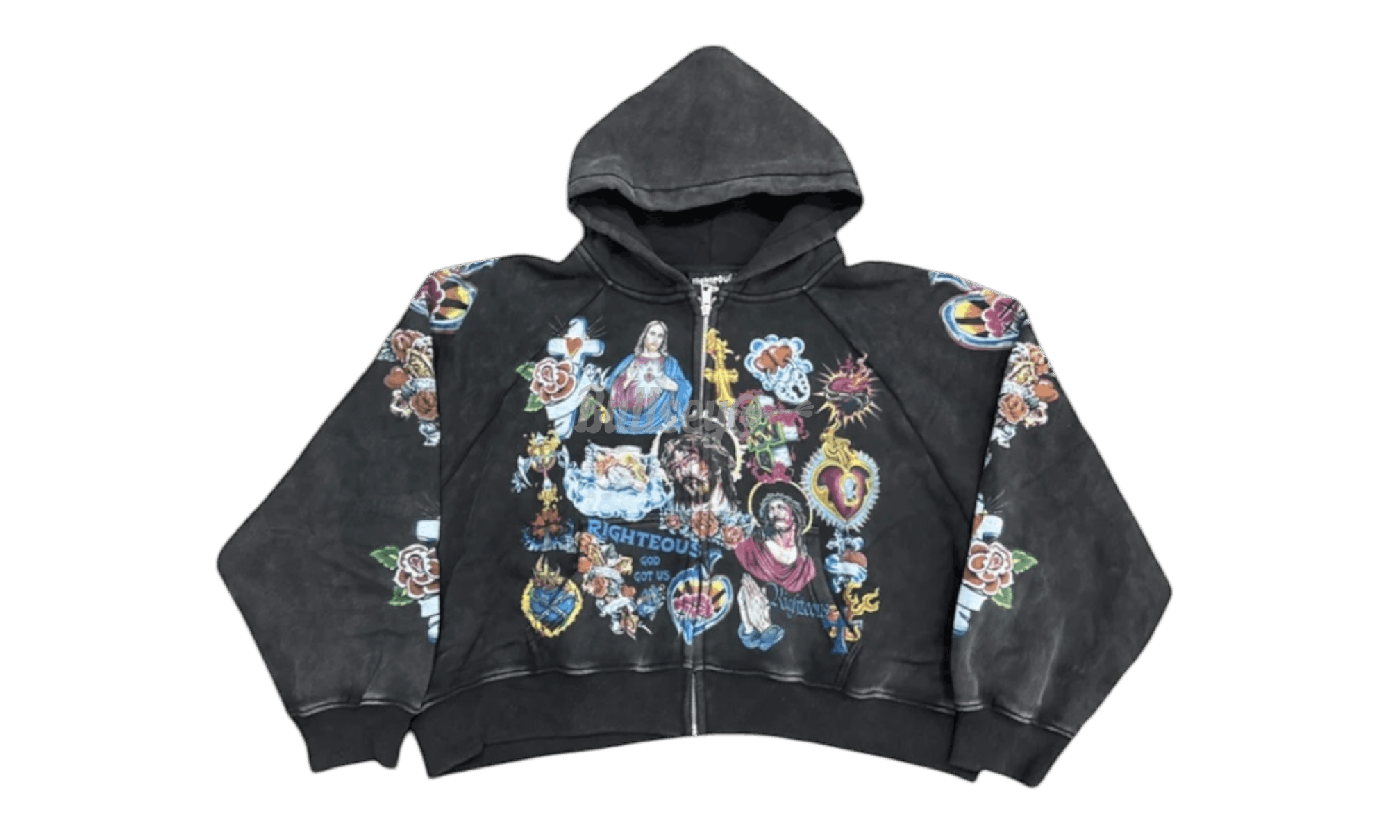 Other We Are Righteous Risen King Black Cropped Zip-Up Hoodie Size US 36 / EU 52 - 1 Preview