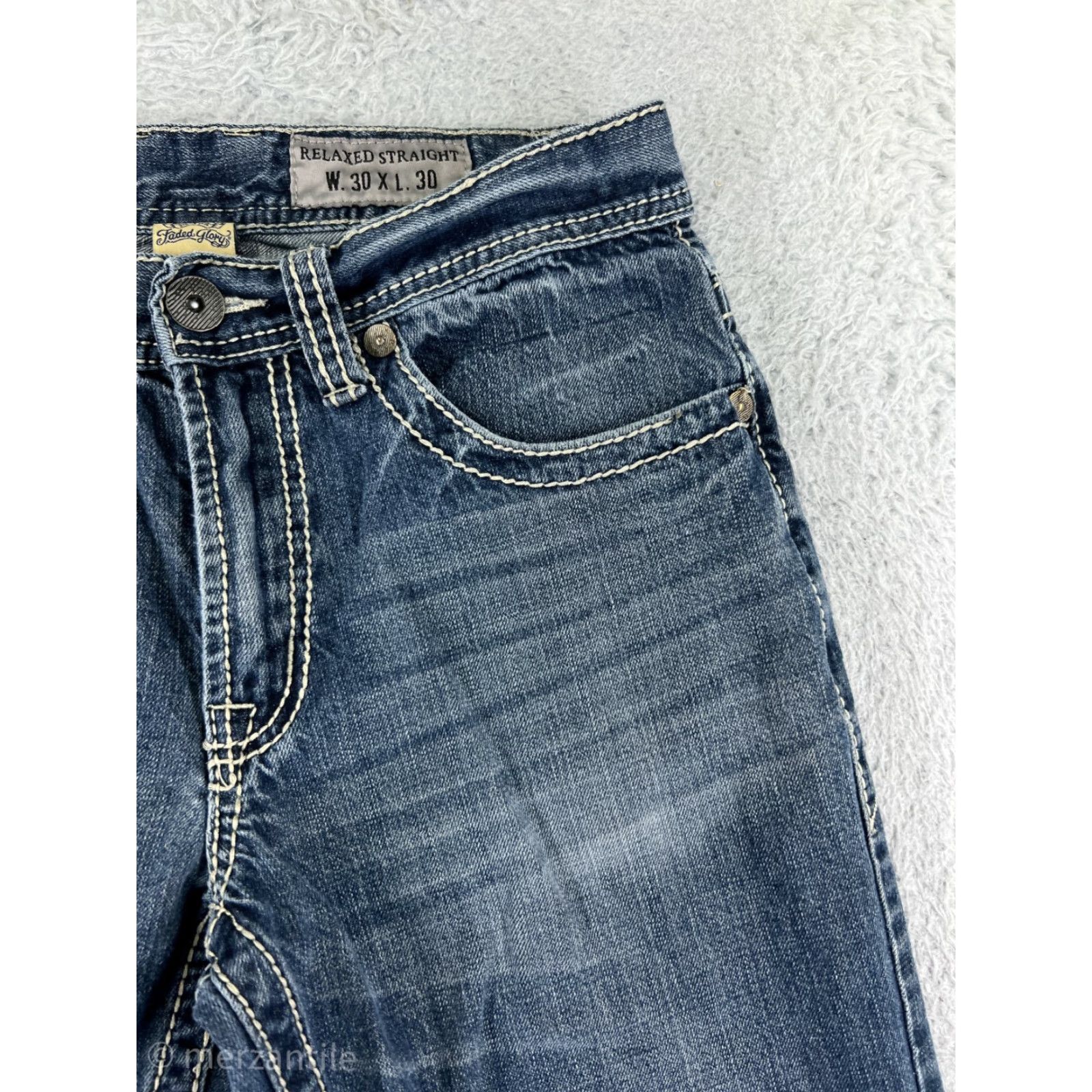 Faded Glory VINTAGE Faded Glory Jeans Men 8 Blue Denim Boot Leg Cotton Embroidered READ 26x28 Mens Size 30" / US 8 / IT 44 - 7 Thumbnail