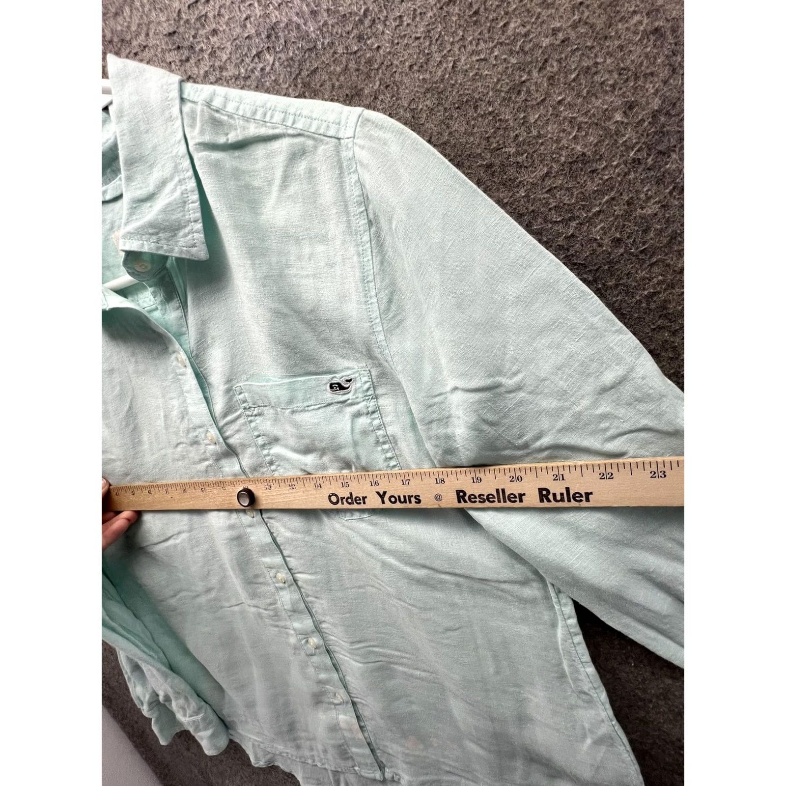 Vineyard Vines Vineyard Vines Shirt Womens 4 Green Linen Collared Button-Up Long Sleeve Top Size S / US 4 / IT 40 - 5 Thumbnail