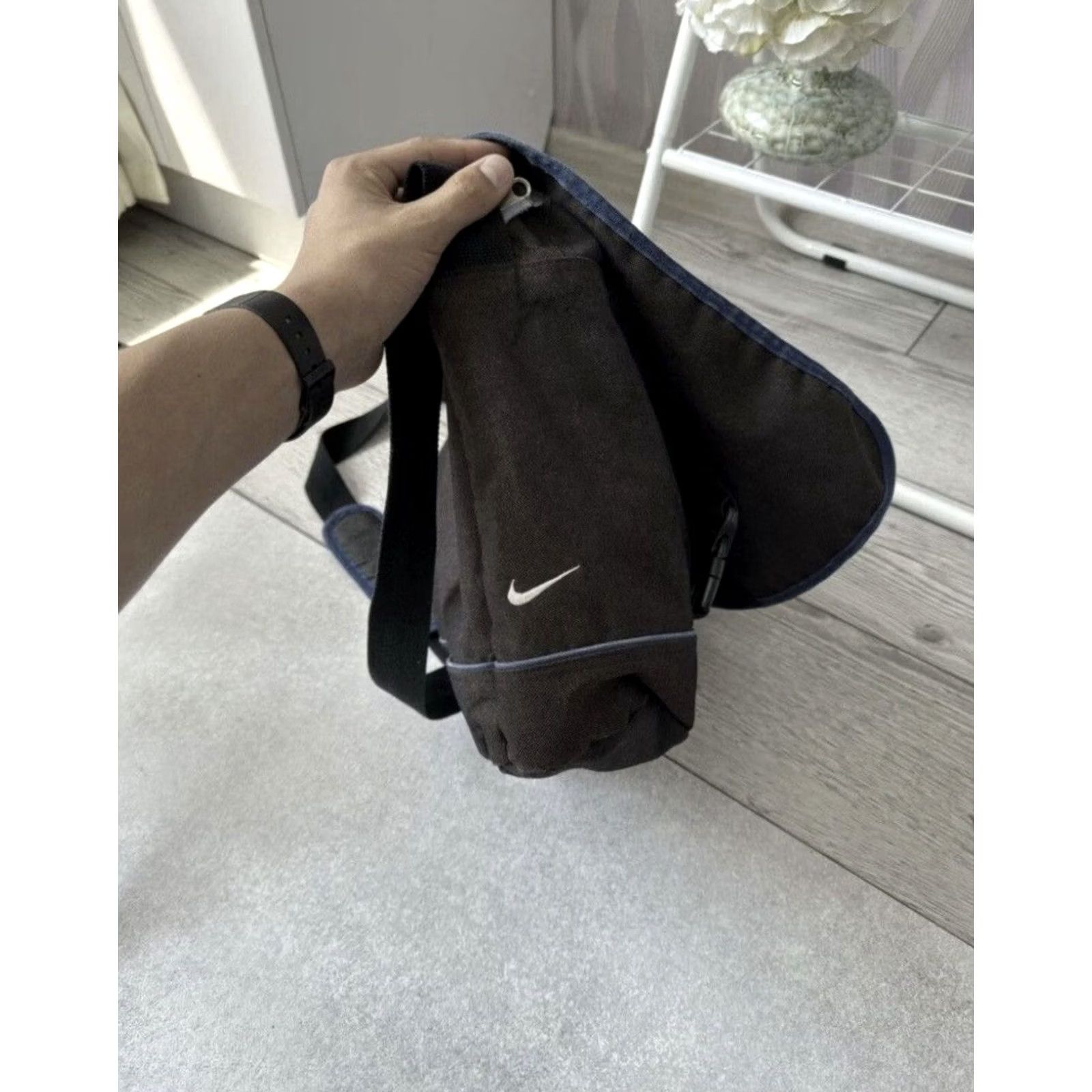 Nike VINTAGE Nike Shoulder Bag Blue Cross 90s Retro Sports Unisex Adults Cotton Polyester Bag Size ONE SIZE - 5 Thumbnail