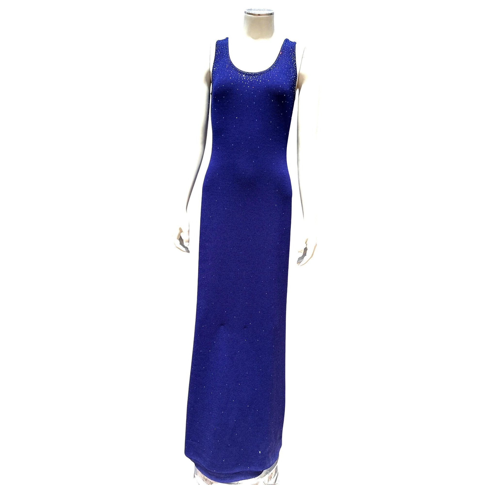 St. John Vintage Dress by St John 2 Royal Purple Santana Knit Maxi Rh Size XS / US 0-2 / IT 36-38 - 2 Thumbnail