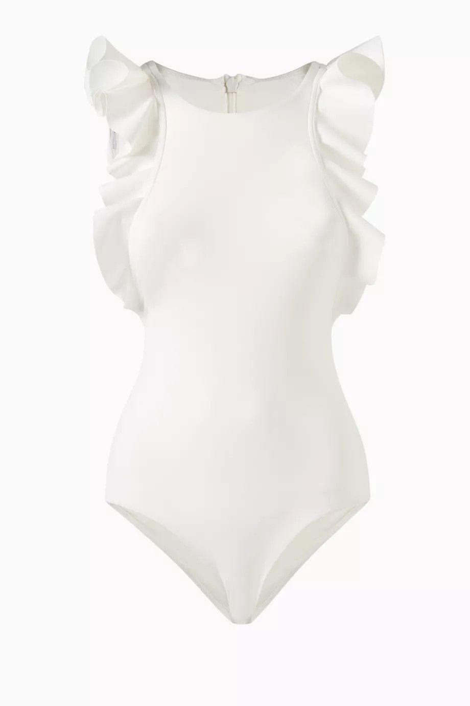 Zimmermann oc11z0725 Alight Racer Back Frill Swimsuit White Size L / US 10 / IT 46 - 1 Thumbnail