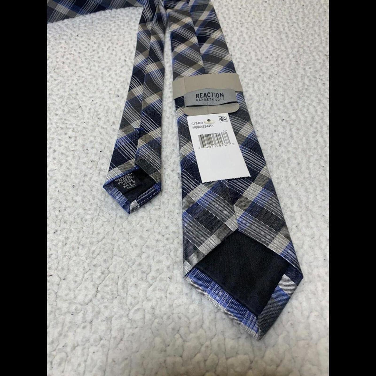 Other Kenneth Cole Reaction Blue Plaid Necktie Silk Tie Size ONE SIZE - 2 Thumbnail