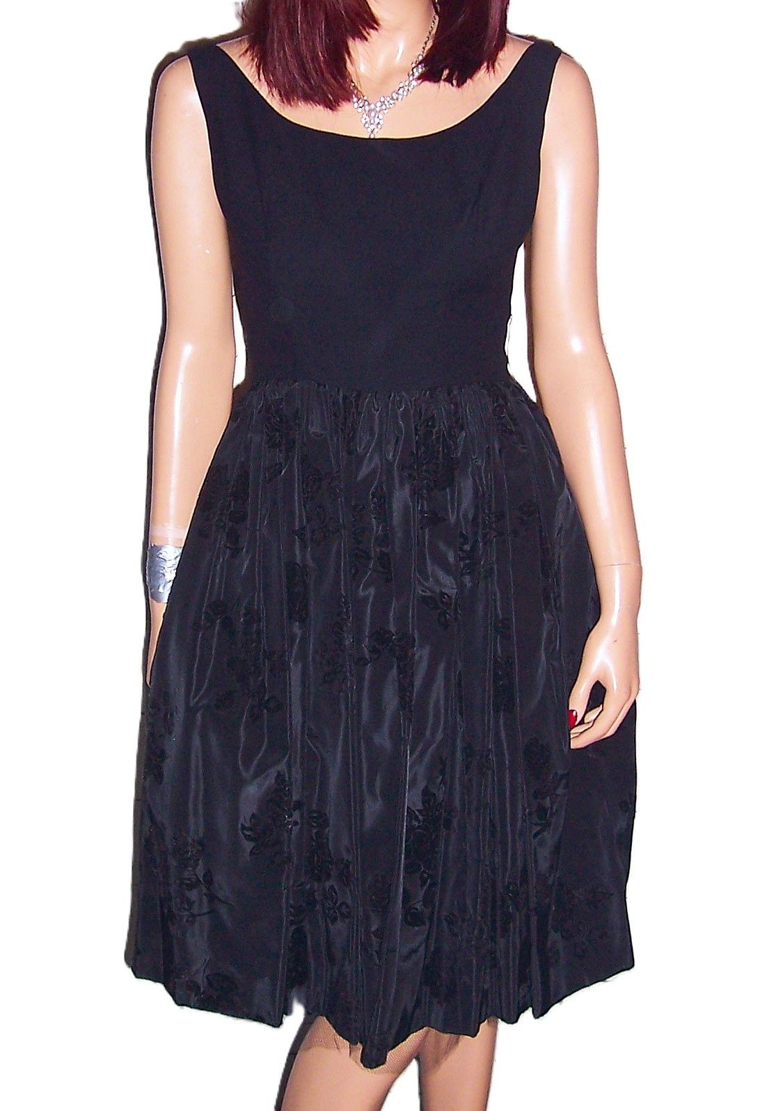 Vintage Vintage Lord & Taylor 5th Avenue Black Floral Dress S Size S / US 4 / IT 40 - 1 Thumbnail