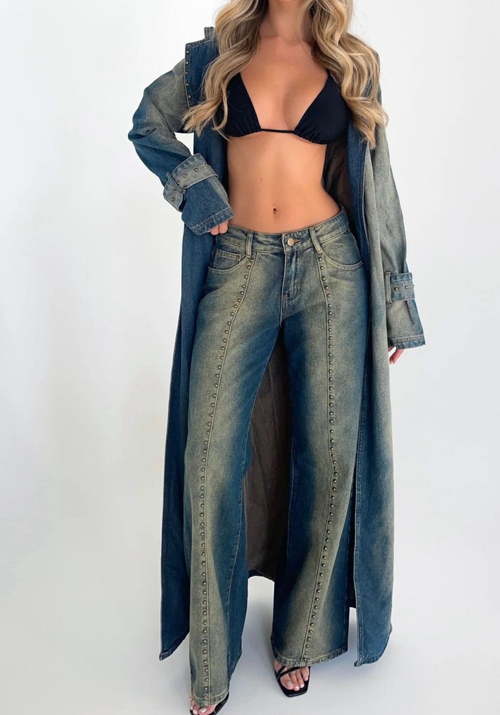 Vintage Denim Trench Size L / US 10 / IT 46 - 2 Thumbnail