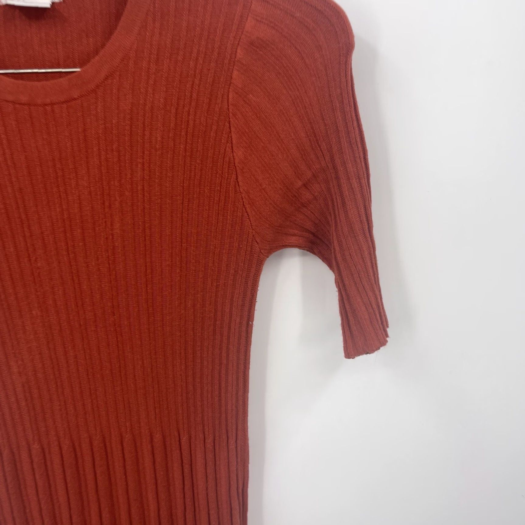 Vintage Cooperative Dress Women's XS Red Cotton Knit Short Sleeve High Neck Mini Casual Party Womens Size 26" / US 2 / IT 38 - 6 Thumbnail