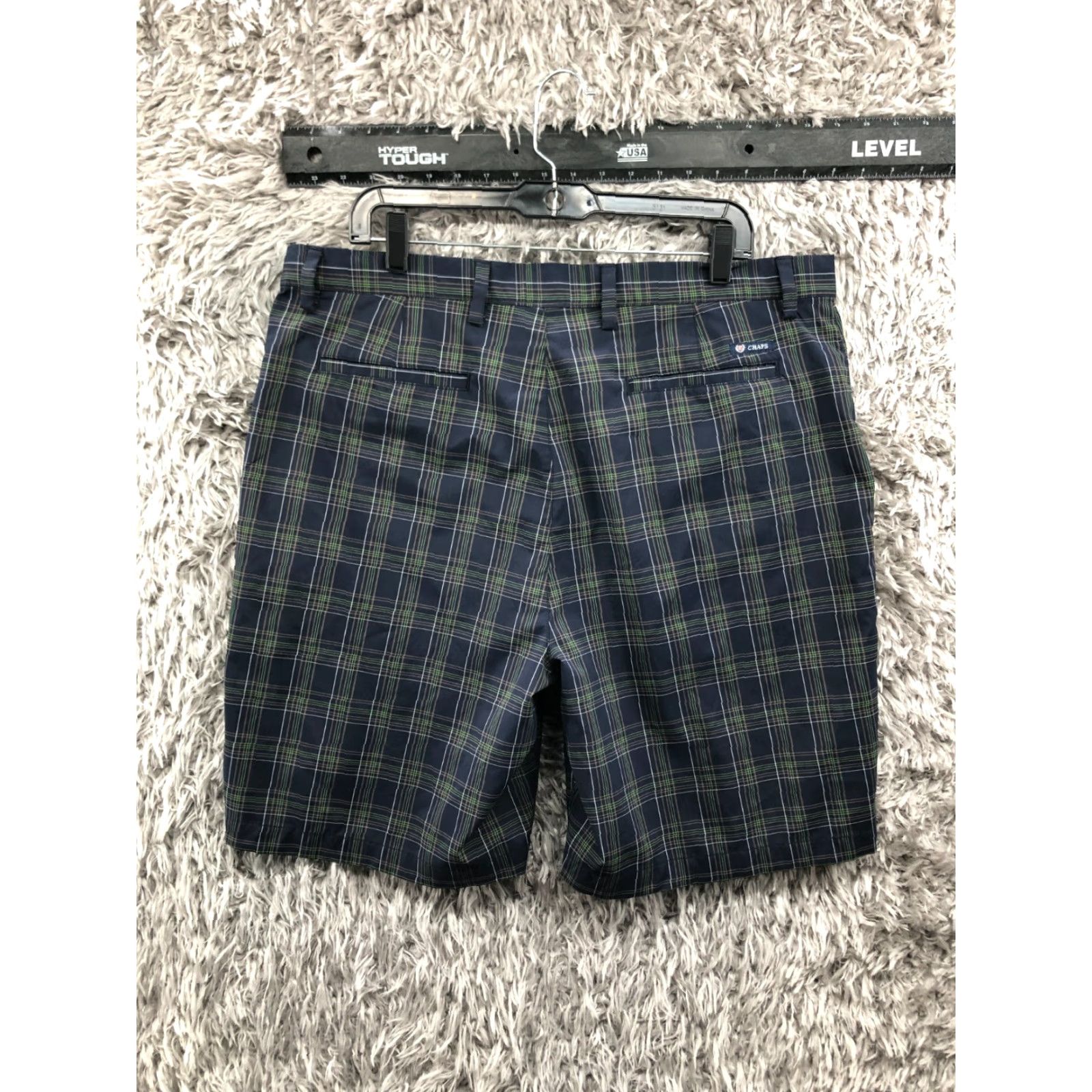 Chaps Chaps Plaid Shorts Mens Size 38 Mid Rise Dark Wash Blue Bermuda Casual 5-Pocket Denim Cotton Blend Belt Loops Regular Front Flat Fit Blue Size US 38 / EU 54 - 4 Thumbnail