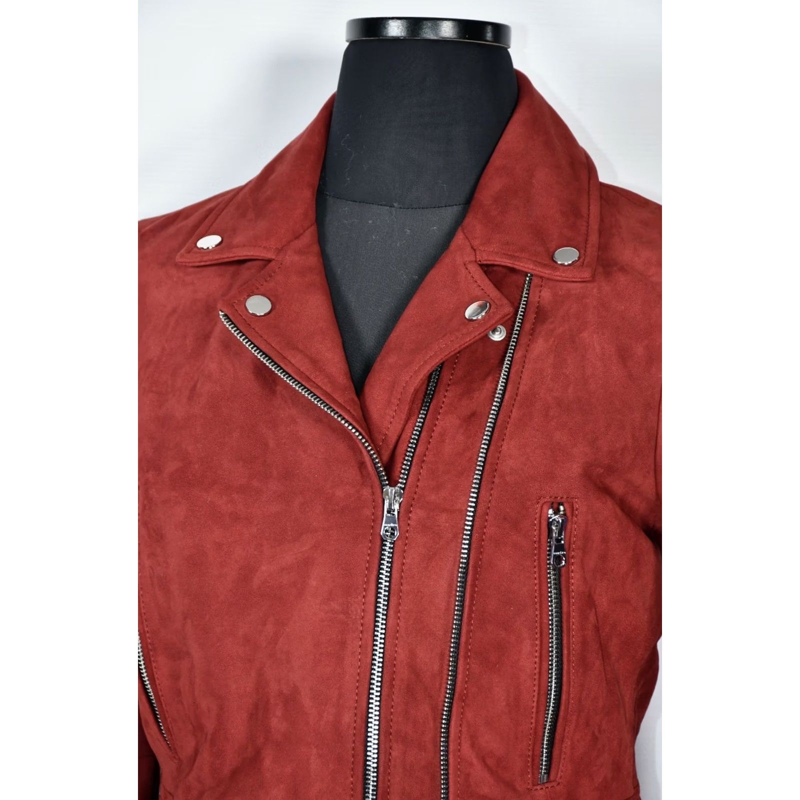 Sandro Sandro Paris Biker Real Leather Jacket Women's Burgundy US 4 / 4 Burgundy Leather Jacket Women Biker Size S / US 4 / IT 40 - 2 Thumbnail