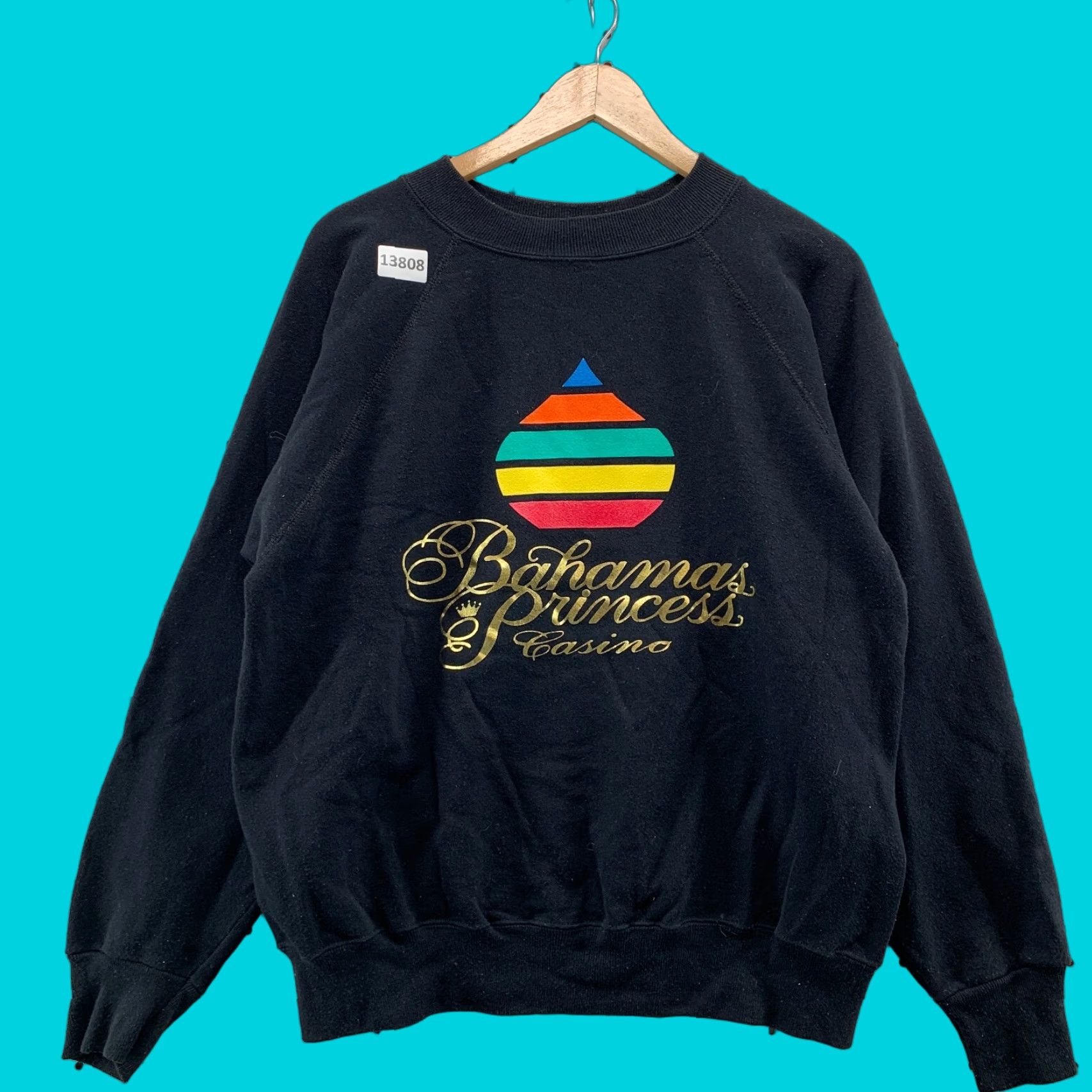 Logo 7 VINTAGE Ultra Sweats Sweatshirt Black Adult Large Bahamas Princess Water Drop Logo Logo Pullover Crew Neck All Seasons Mens Size US L / EU 52-54 / 3 - 1 Thumbnail