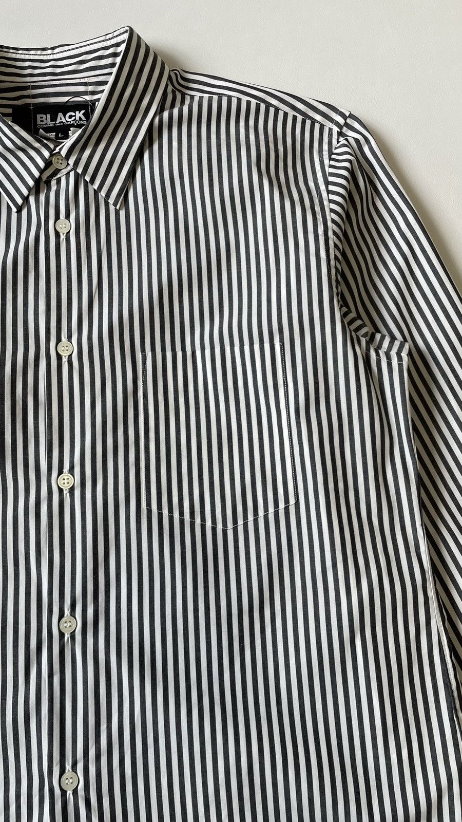 Comme des Garcons White/Black Striped Shirt With Neon Stripe Size US M / EU 48-50 / 2 - 6 Thumbnail