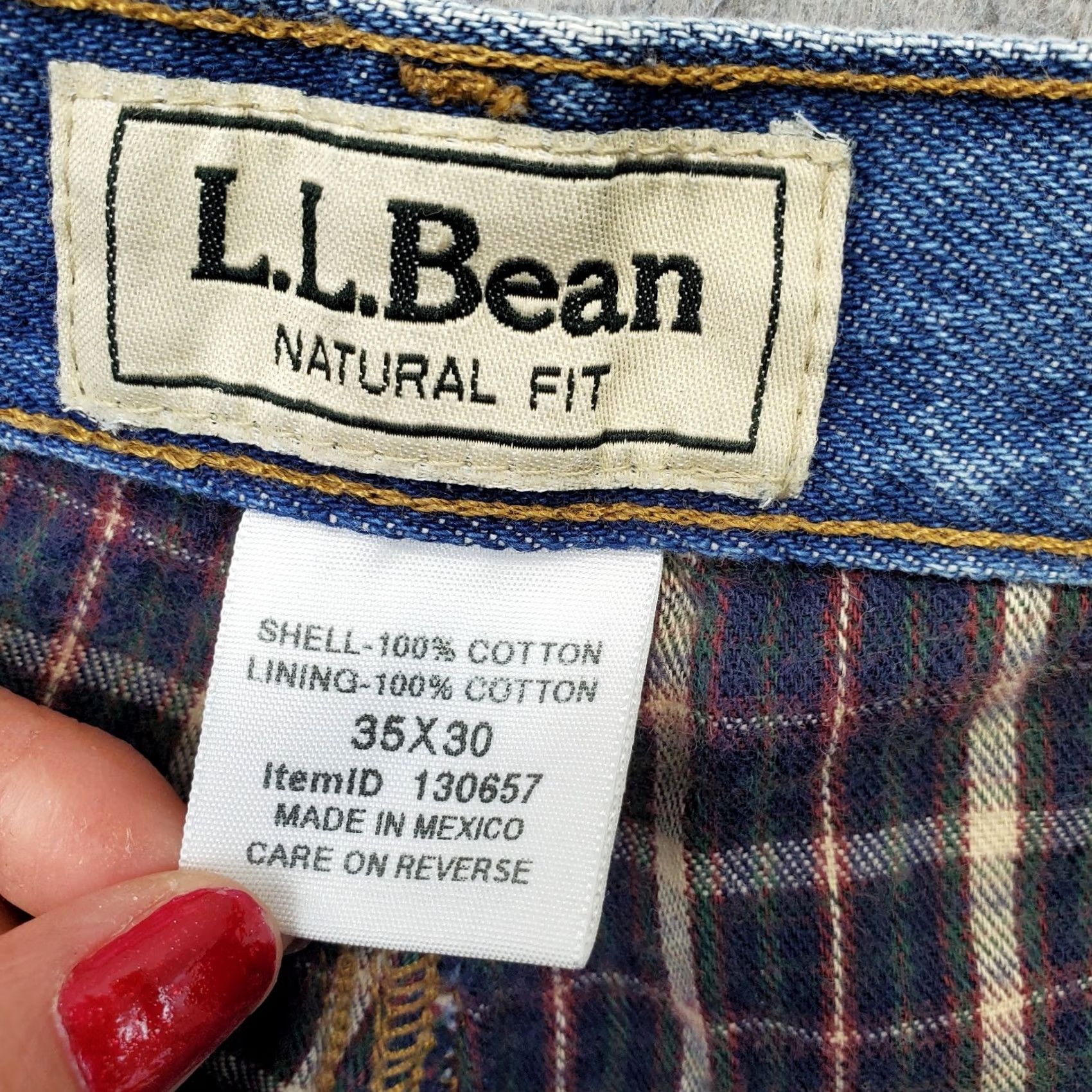 Vintage L.L.Bean Jeans Mens 35x30 Blue Denim Straight Leg 5-Pocket Regular Fit Size 35 Mens Size US 35 - 6 Thumbnail