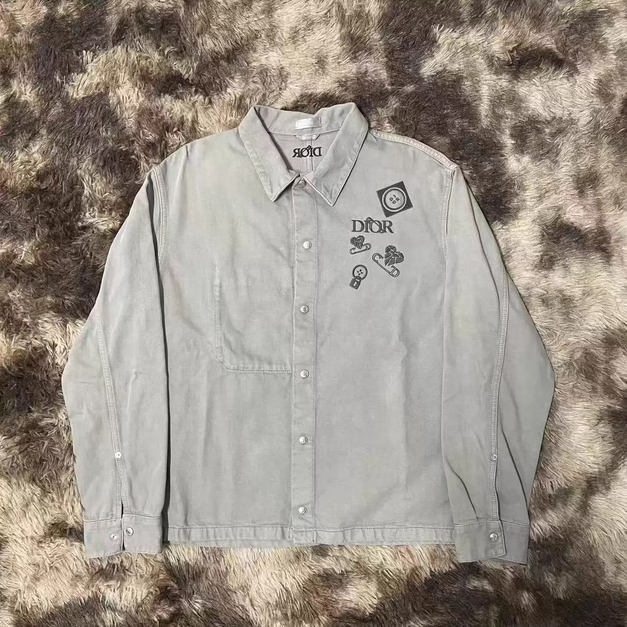 Dior Dior Sacai White Embroidered Denim Jacket. | Grailed