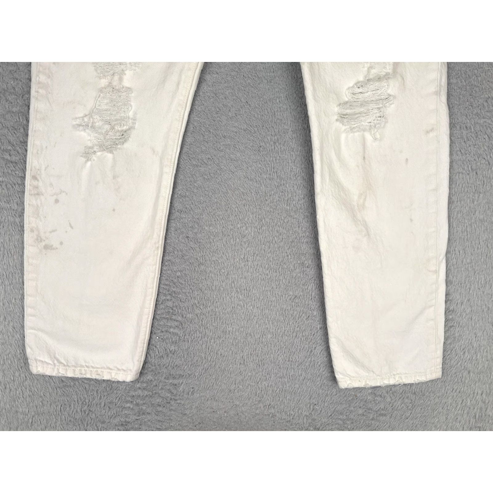 Levi's Levi's 501 CT Jeans Womens W30 L32 High Rise Distressed White 100% Cotton Regular Tapered Jeans - Levi's 500 Series 501 CT Womens Clothing Size 30" / US 8 / IT 44 - 2 Thumbnail