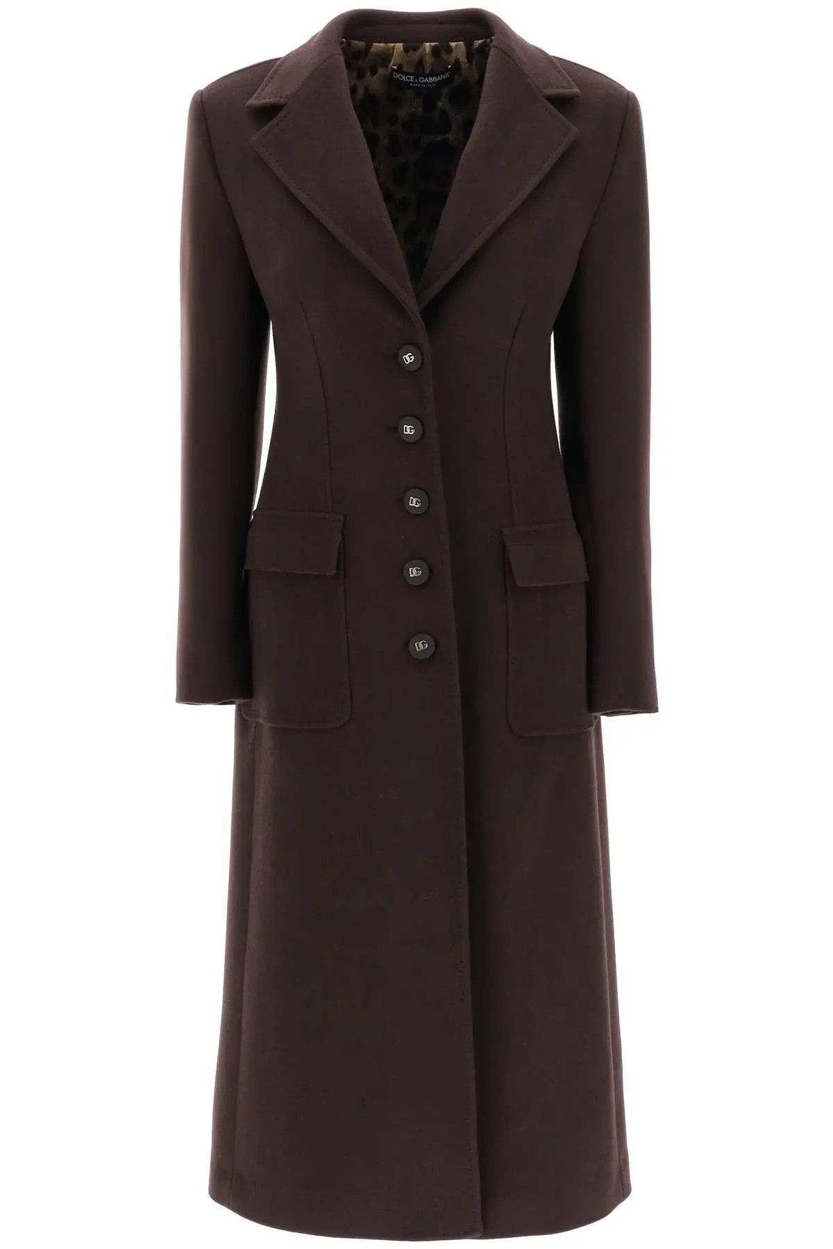 image of Dolce Gabbana O1S22I1N1223 Wool And Cashmere Shaped Coat In Brown, Women's (Size Medium)