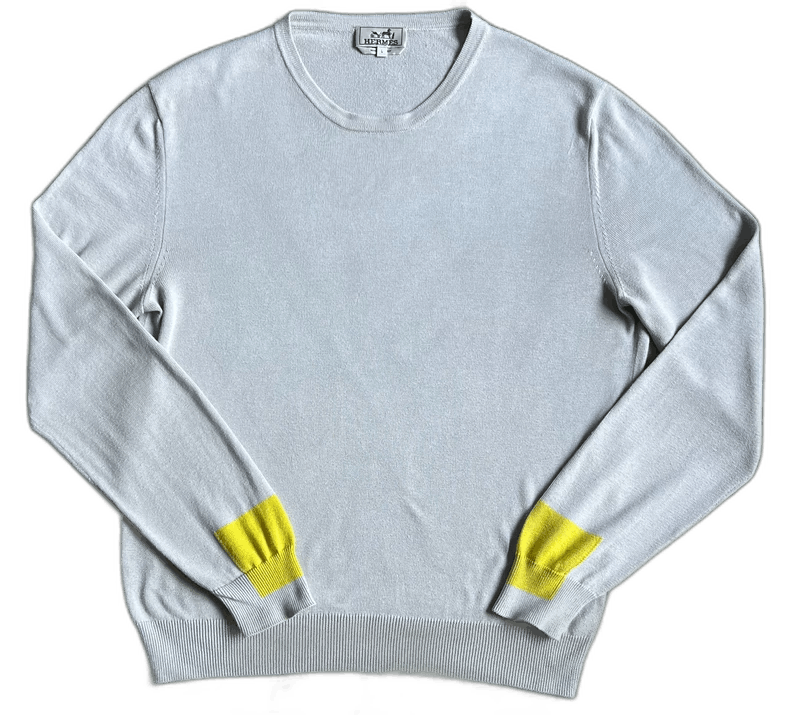 Hermes Long Sleeve Knit Sweater with Yellow Detail-2506