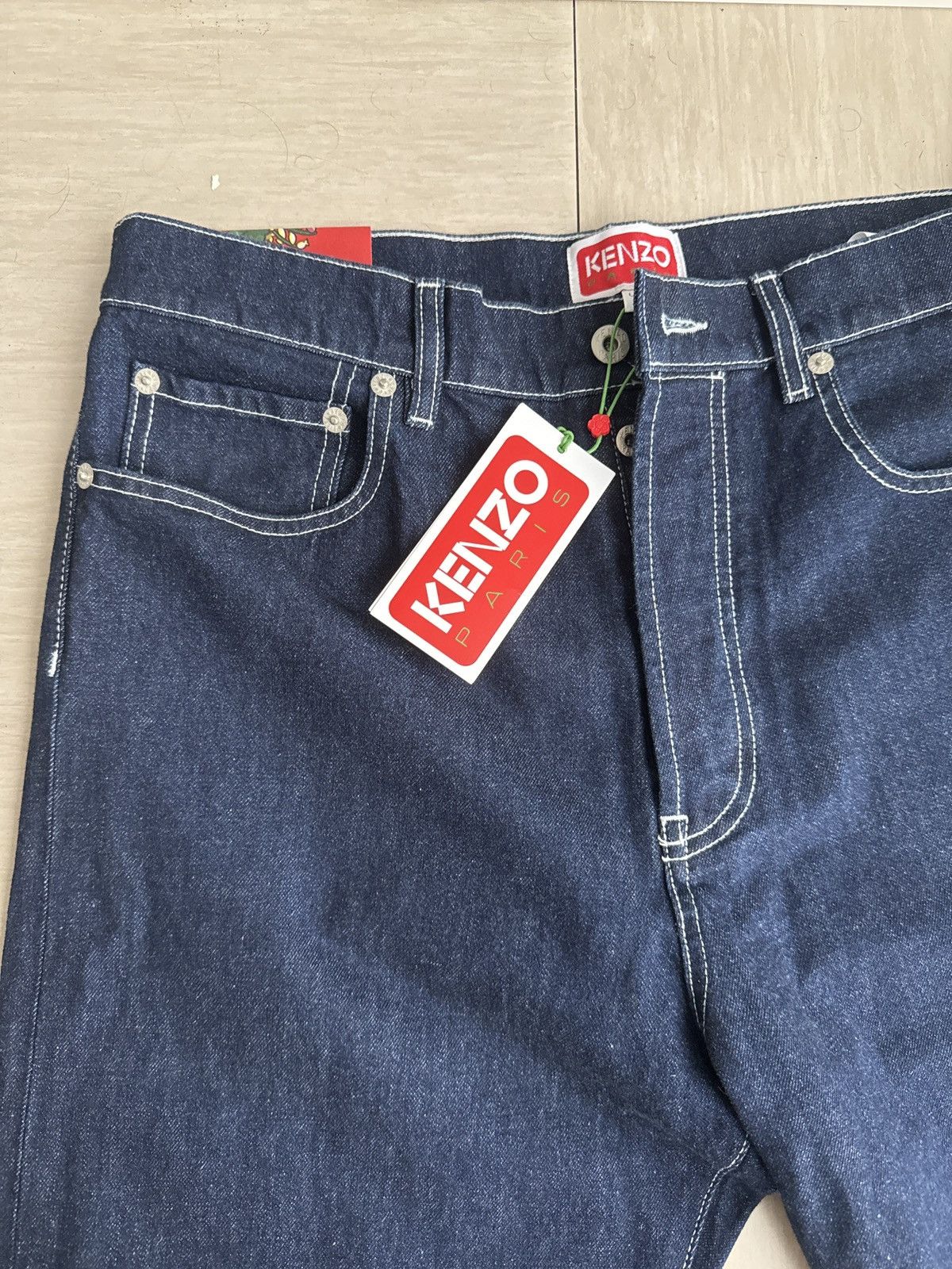 Kenzo Kenzo Denim Dark blue white stitches jeans Size US 33 - 1 Thumbnail