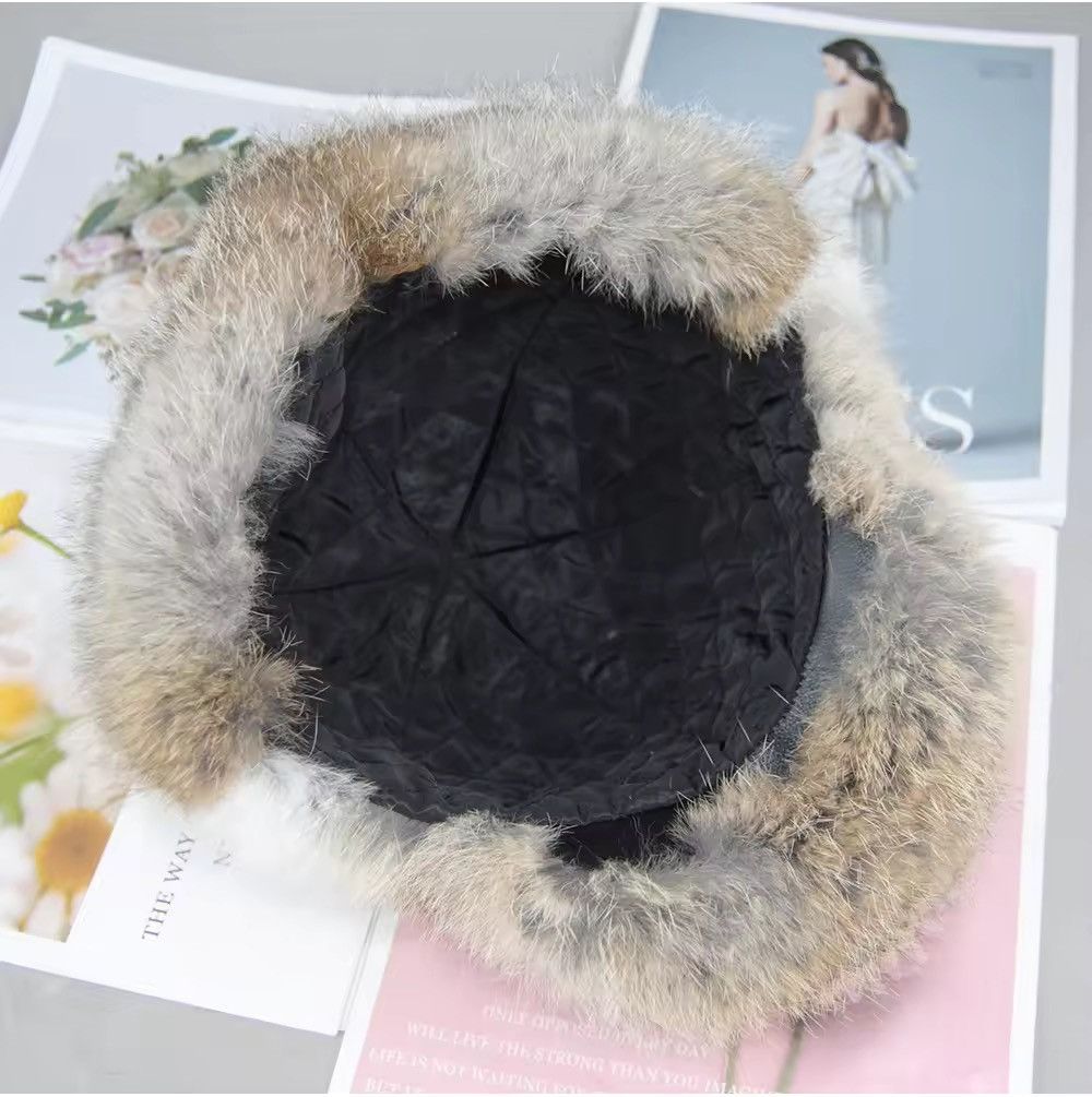 Japanese Brand Aesthetic Rabbit Fur Hat Unisex Size ONE SIZE - 6 Thumbnail