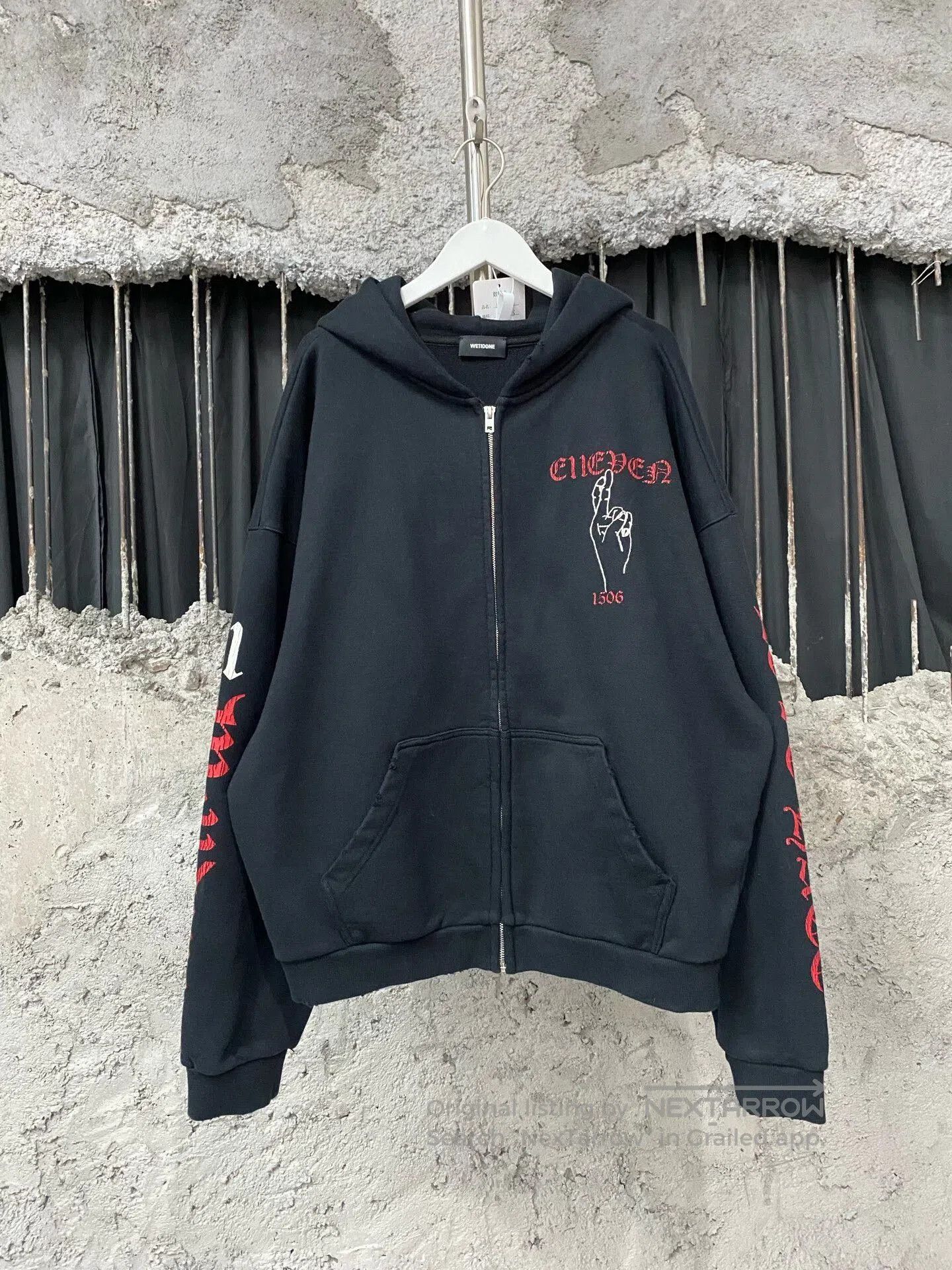 WE11DONE we11 done zip-up jacket in black. Size US S / EU 44-46 / 1 - 1 Thumbnail