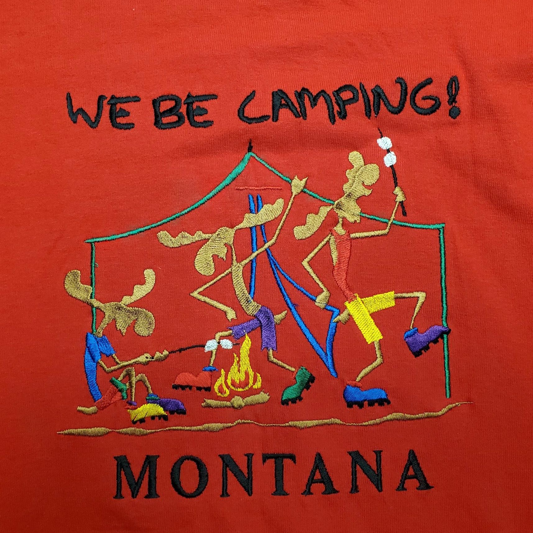 Vintage VINTAGE Montana Shirt Mens XL Red Camping Embroidery USA Casual TEE Size US XL / EU 56 / 4 - 4 Thumbnail