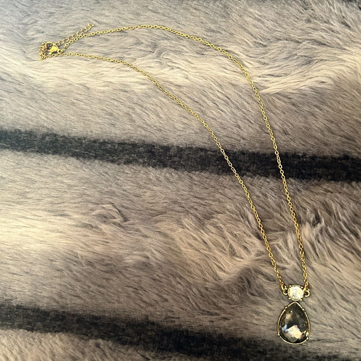 Handmade Handcrafted vintage faceted smoky glass pendant necklace Size ONE SIZE - 7 Thumbnail
