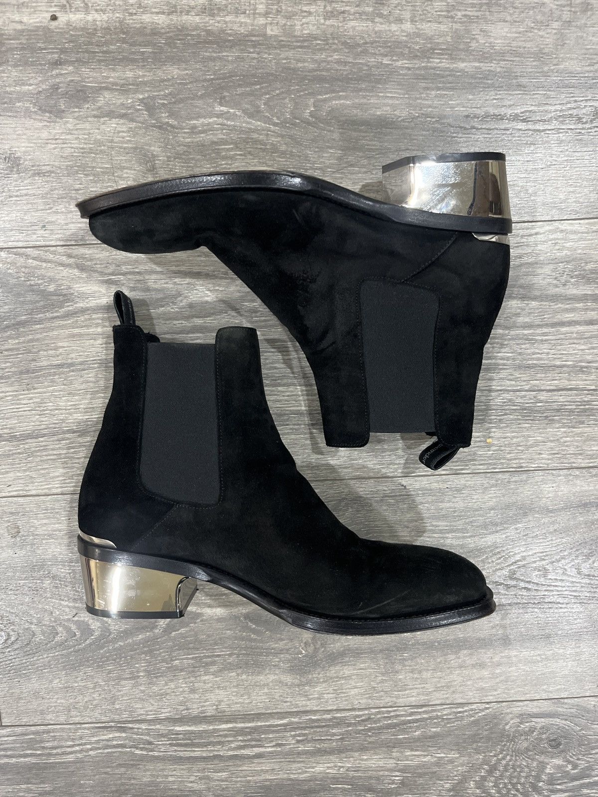 image of Alexander Mcqueen Dress Shoes Hi, Metallic Heel in Black, Men's (Size 8)