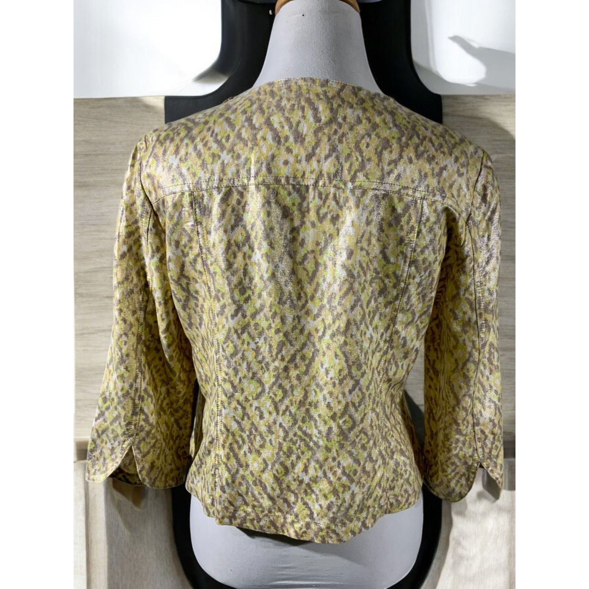 Designer Ruby Rd Petite Tan Animal Print Quarter Sleeve Embellished L Size L / US 10 / IT 46 - 6 Thumbnail