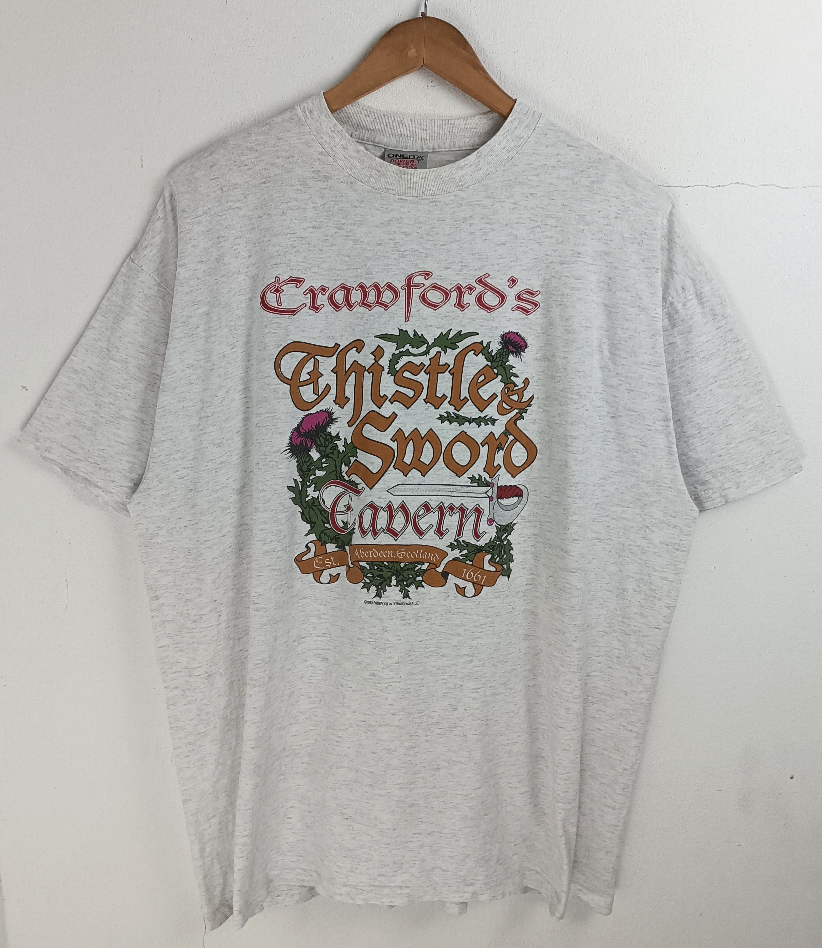Vintage VINTAGE '93 CRAWFORDS THISTLE & SWORD TAVERN VERY RARE Size US XXL / EU 58 / 5 - 3 Thumbnail