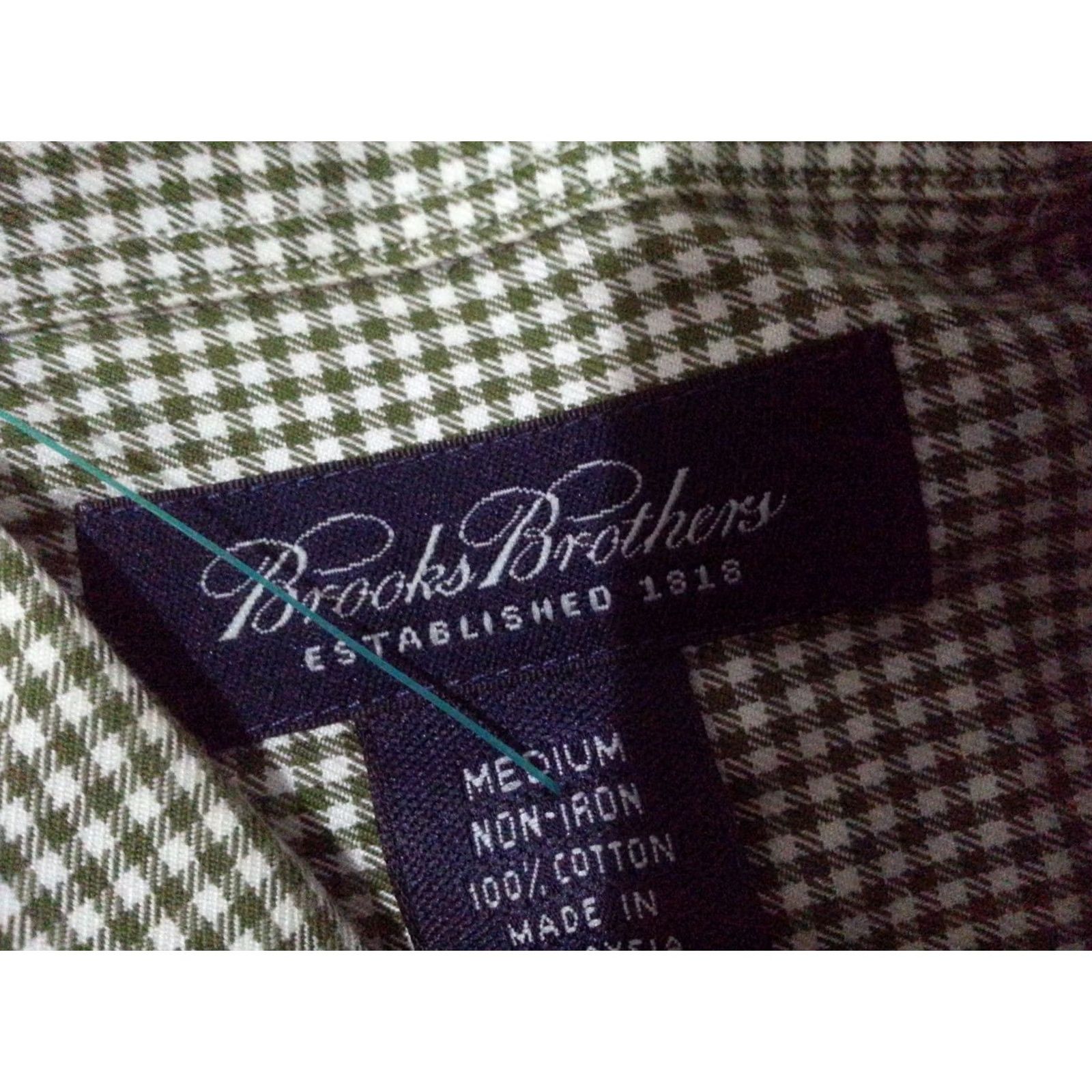 Brooks Brothers Brooks Brothers Shirt Dress Medium Green Cotton Long Mens Size 40R - 4 Thumbnail