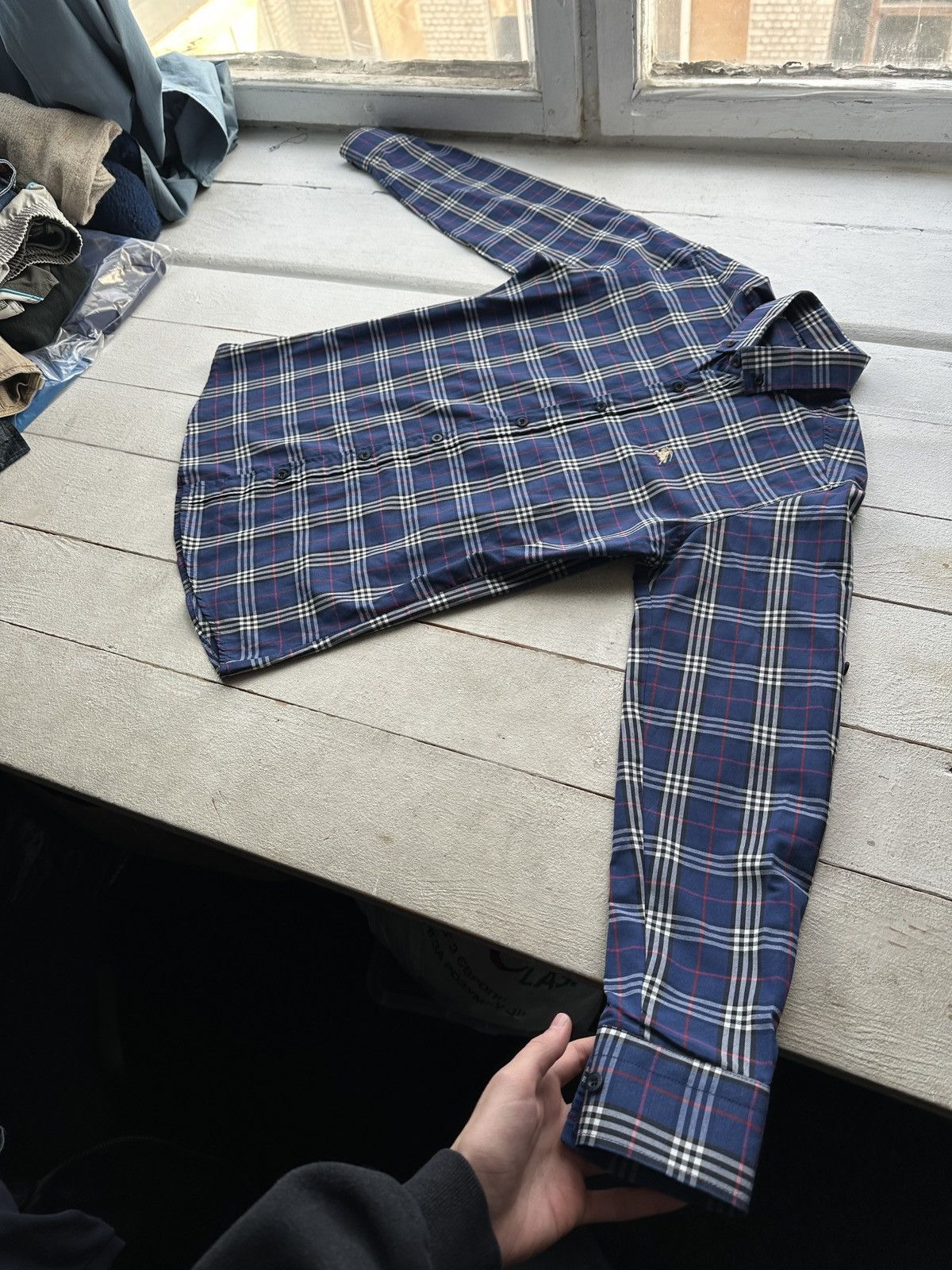 Other 🚨 BURBERRY LUXURY MEN SHIRT WITH LOGO NOVA CHECK BLUE Size US L / EU 52-54 / 3 - 2 Thumbnail