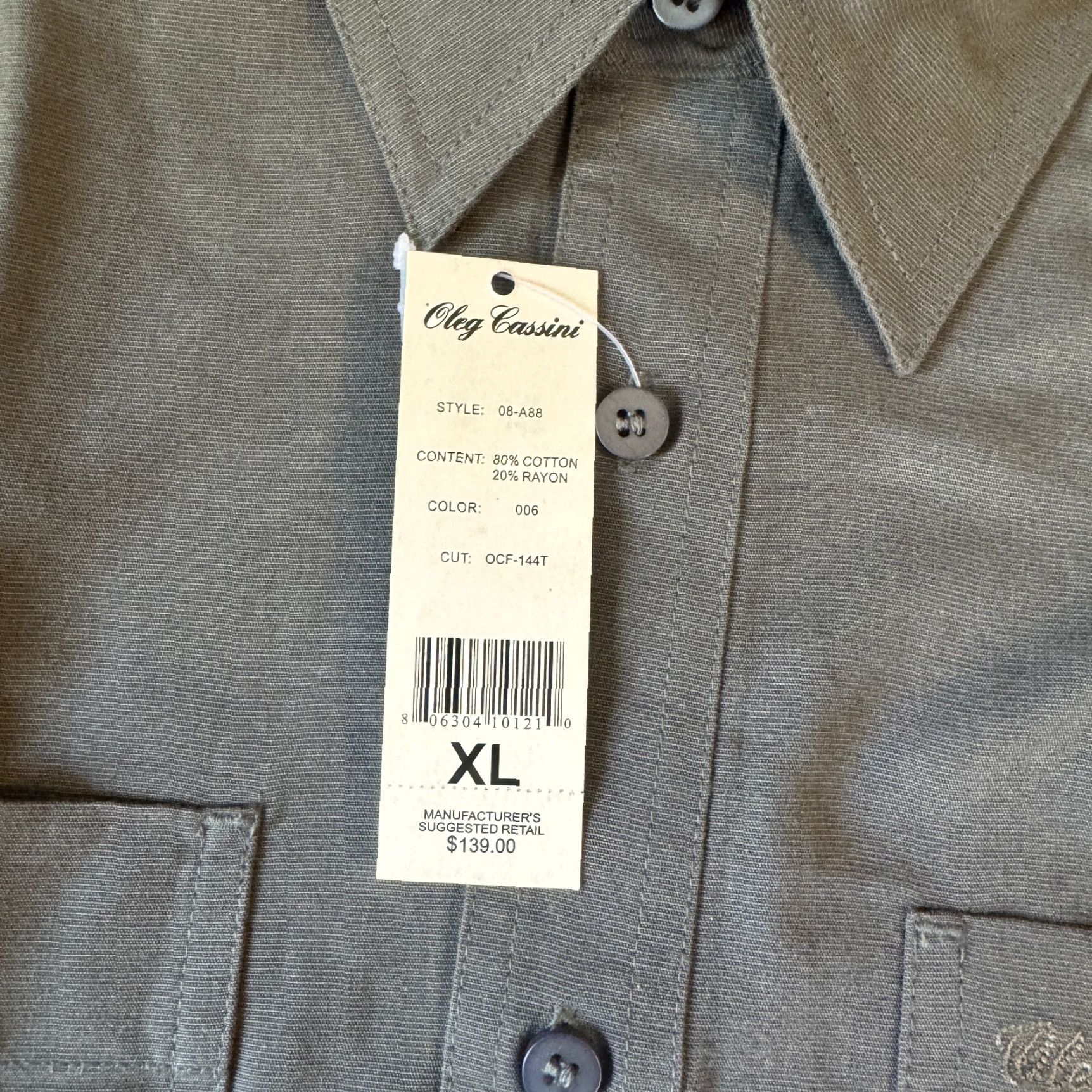Oleg Cassini Oleg Cassini Shirt Men XL Gray Long Sleeve Button-Up NWT Size US XL / EU 56 / 4 - 4 Thumbnail
