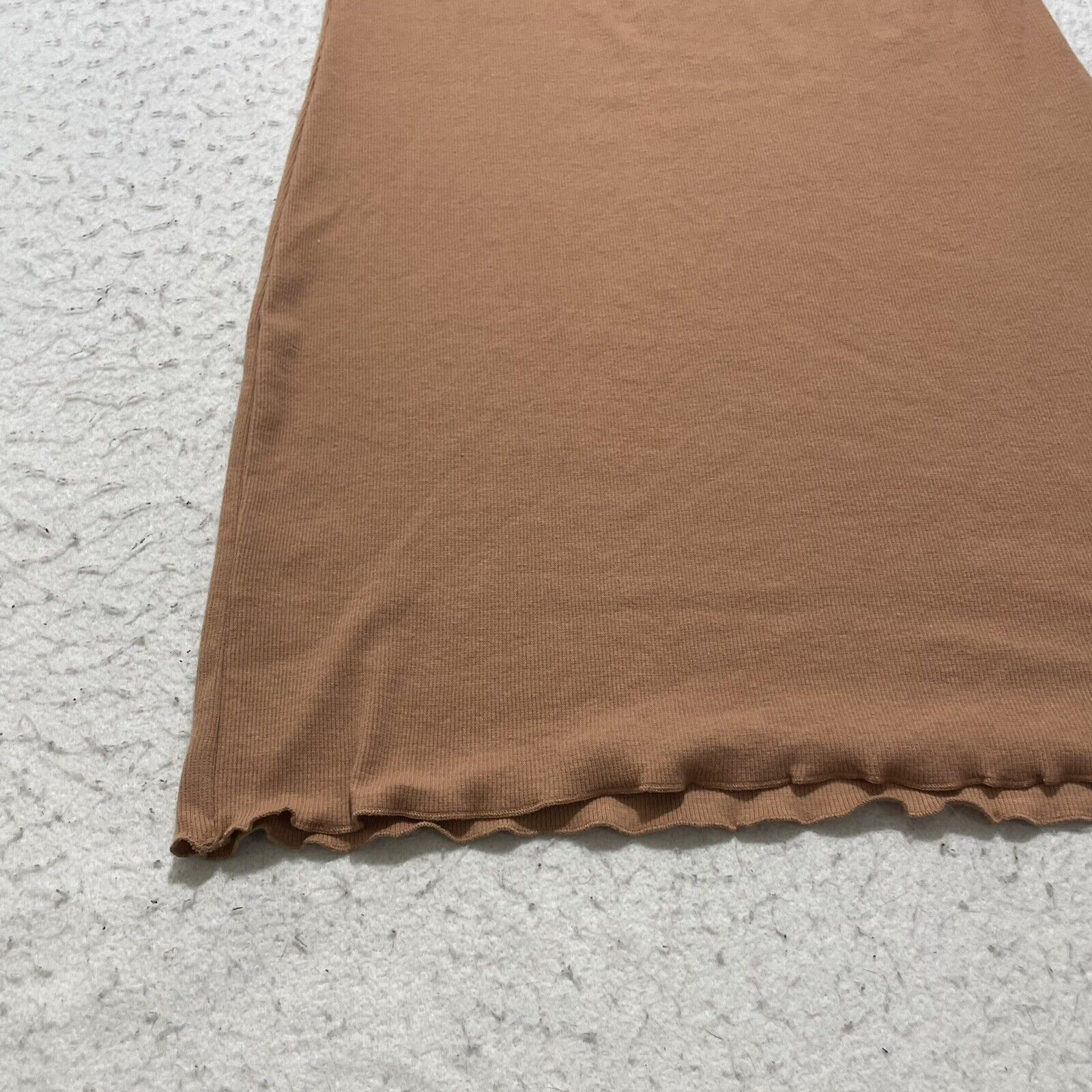 Nordstrom Abound Lettuce Edge Mini Dress Tan Ruched Organic Cotton Size M / US 6-8 / IT 42-44 - 14 Thumbnail