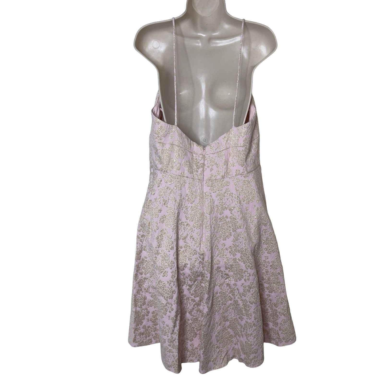 Badgley Mischka Badgley Mischka Pink Golden Hue Jaquard Mini Dress sz 16 Size XXL / US 16-18 / IT 52-54 - 4 Thumbnail