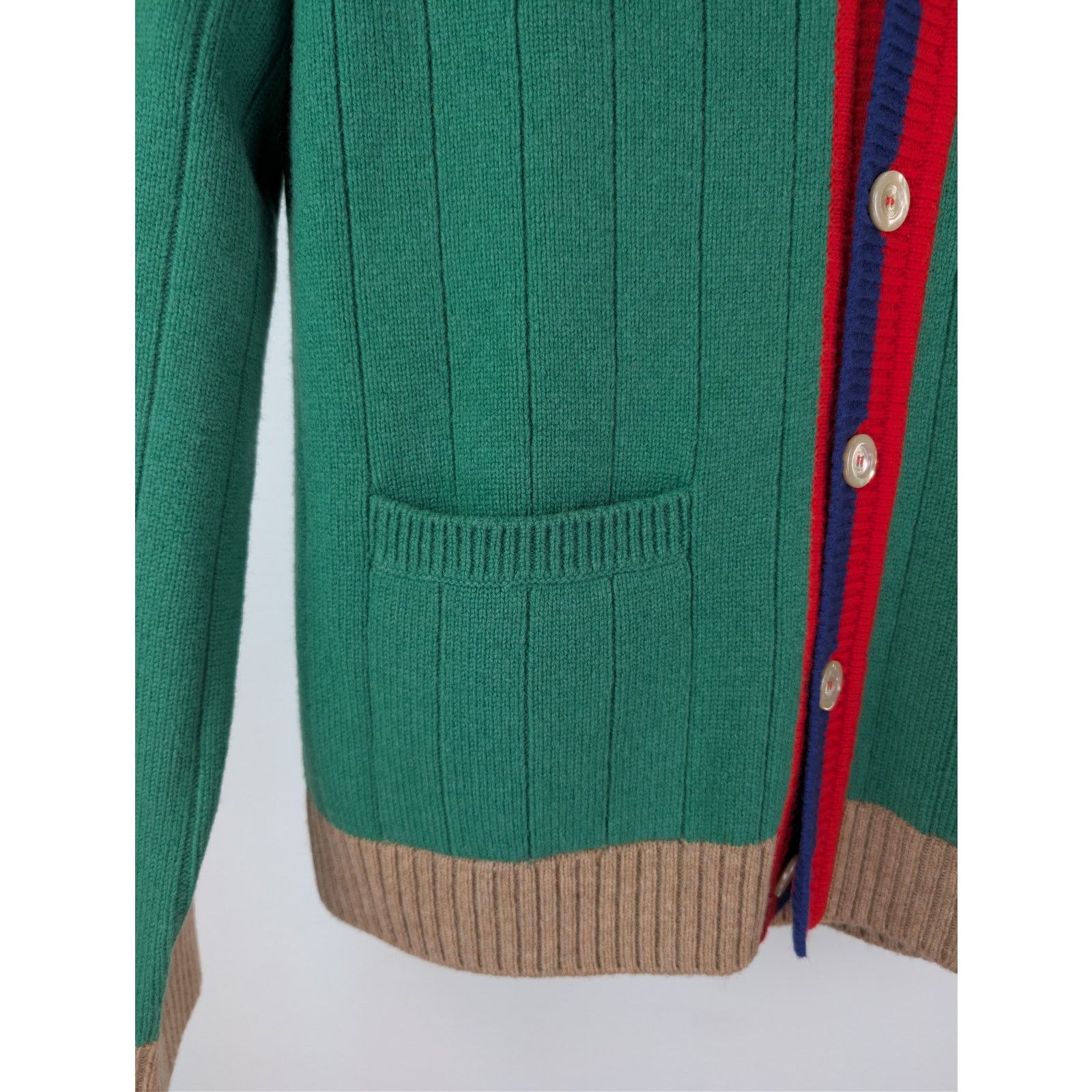 Gucci o1rshd1 Wool Long Sleeve Cardigan Sweater in Yard/Multicolor Size US L / EU 52-54 / 3 - 7 Thumbnail