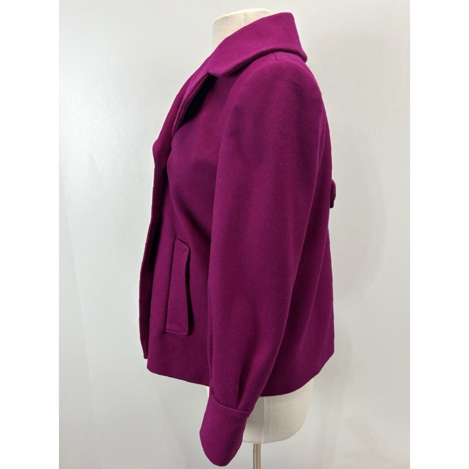 Banana Republic VINTAGE Banana Republic Wool Blend Pea Coat Women’s Size S Fuchsia Casual Winter Fall Spring Double Breasted Size S / US 4 / IT 40 - 2 Thumbnail