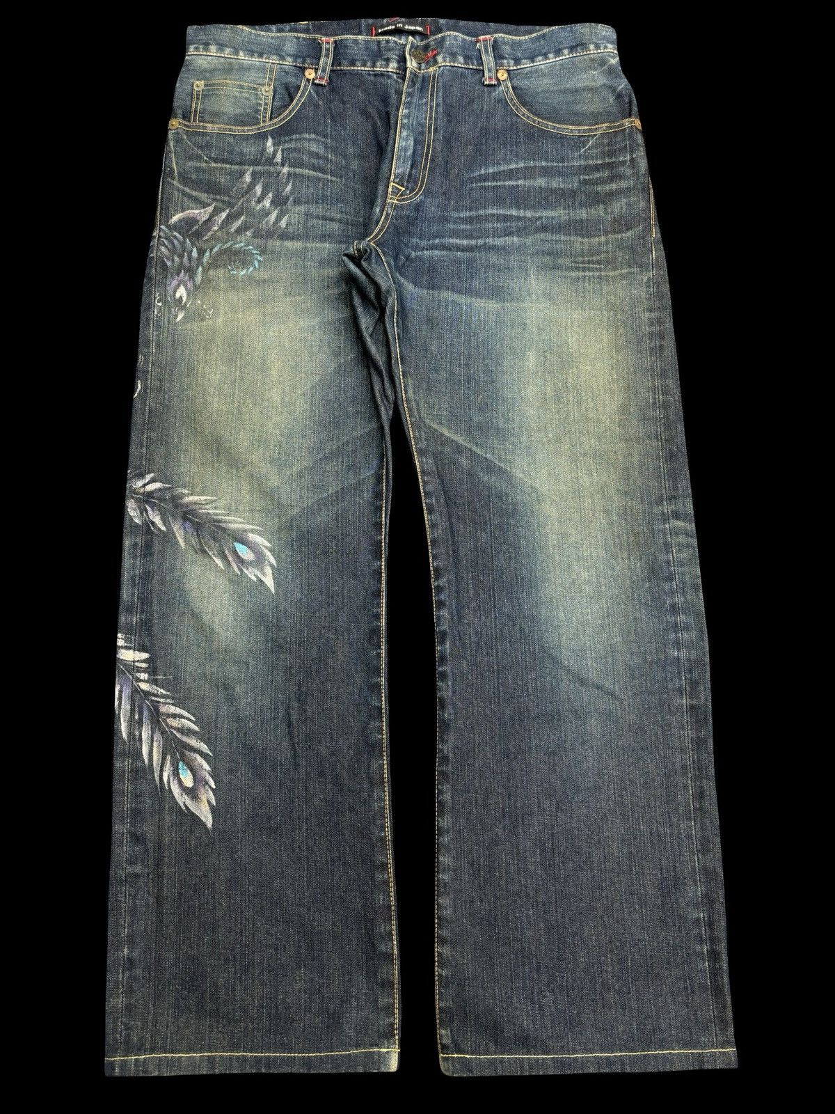 Designer 💥Artisanal💥NaMiNoRiTaTsujin Japanese Designer Denim F554 Size US 37 - 2 Thumbnail
