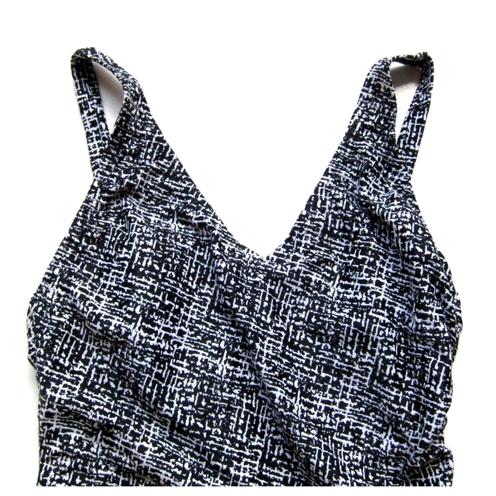 Speedo VINTAGE Speedo One Piece Swimsuit Women 6 Black Slimming Plaid Pattern Wide Strap Size ONE SIZE - 3 Thumbnail