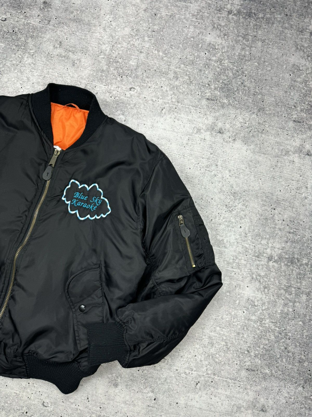 Vintage Vintage MA1 Bomber Jacket Big Logo Blue Sky Karaoke 90’s Y2K Size US L / EU 52-54 / 3 - 4 Thumbnail