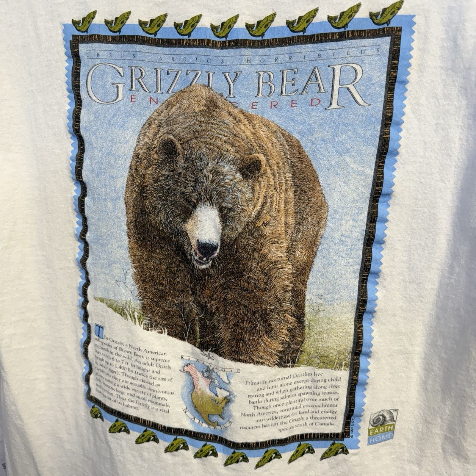 Vintage Vintage Grizzly Bear T Shirt Mens Large White Endangered Wil Size US L / EU 52-54 / 3 - 10 Thumbnail