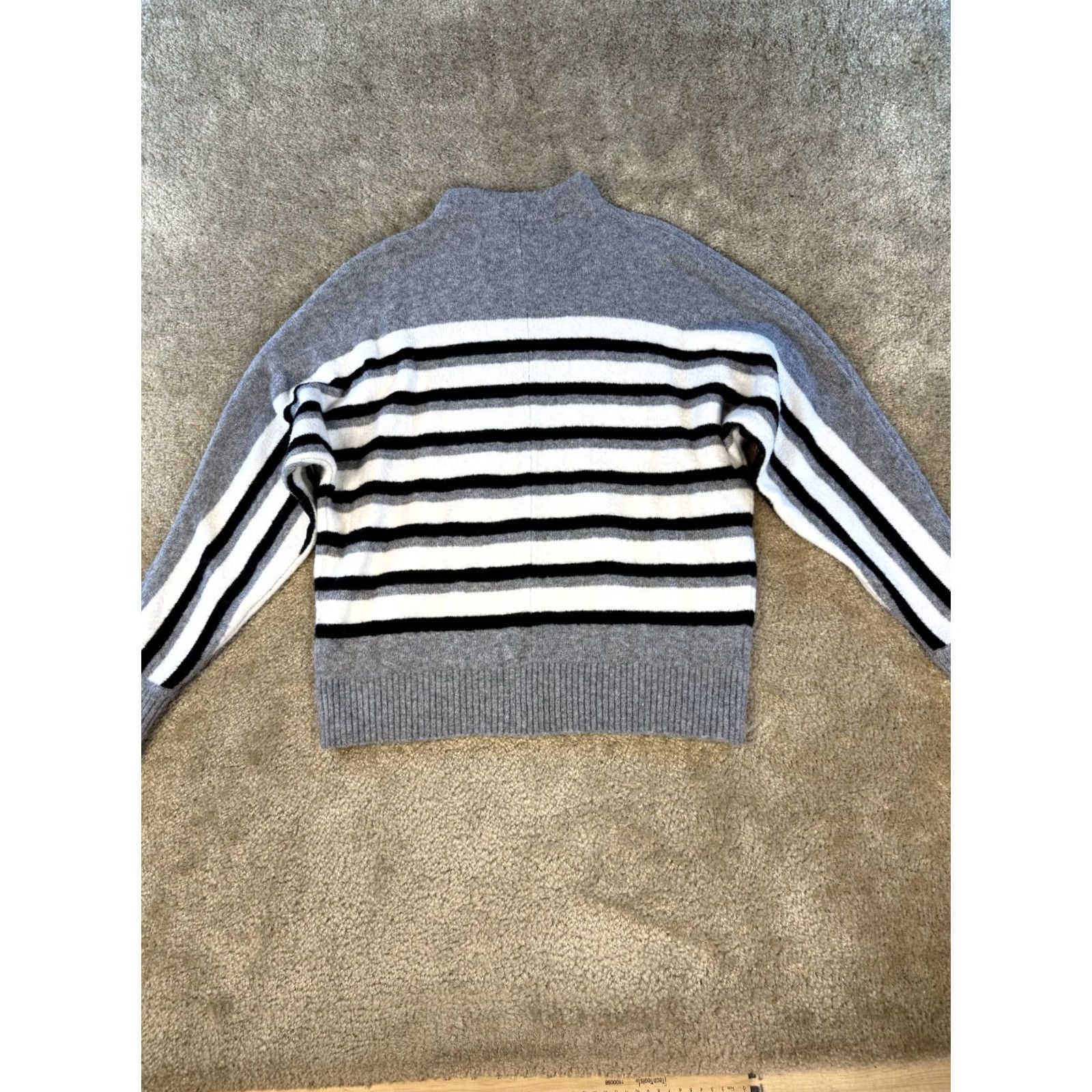 Loft LOFT Wool Blend Sweater Womens Size XS Gray Black White Striped Size XS / US 0-2 / IT 36-38 - 5 Thumbnail