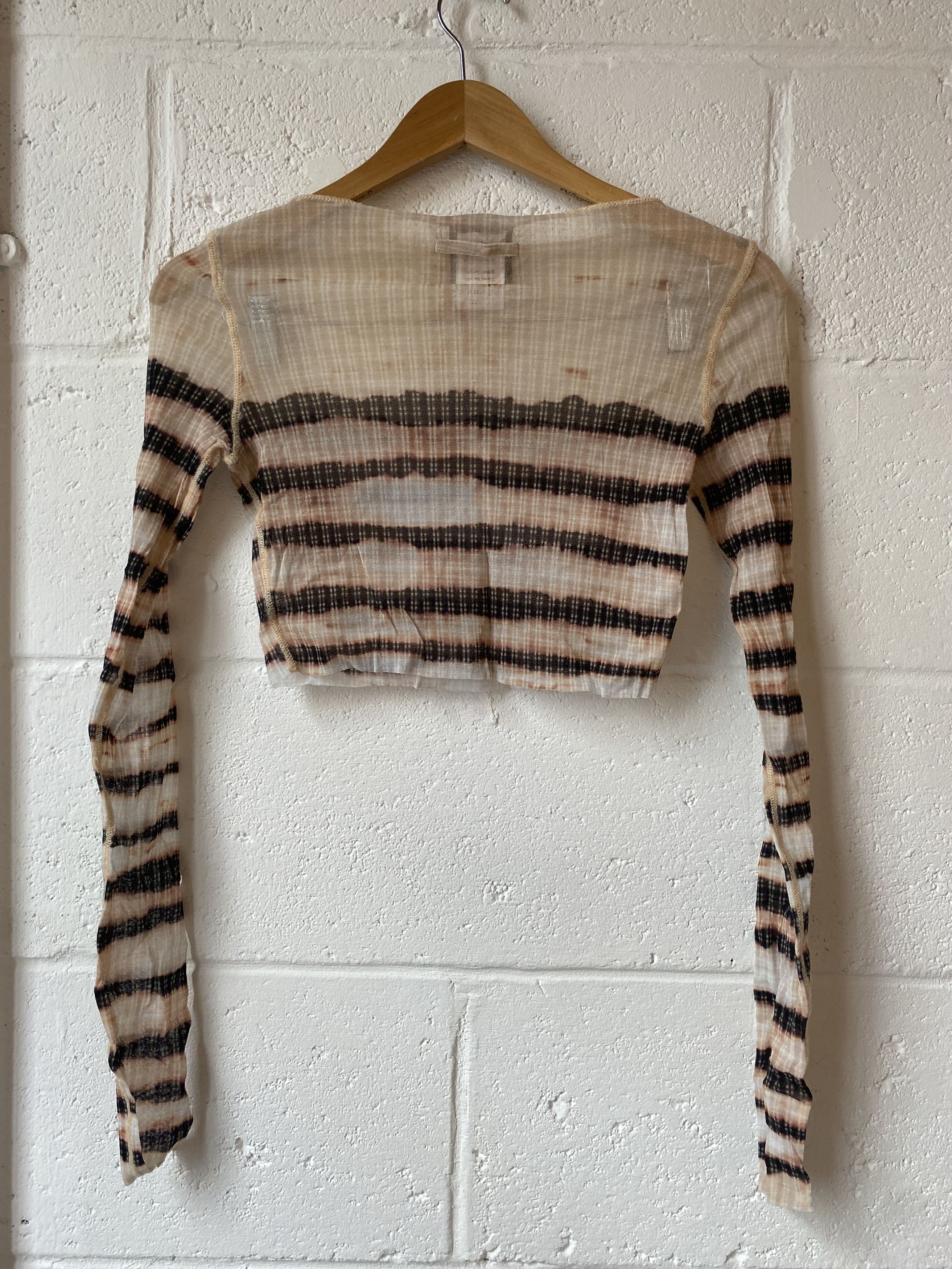 Jean Paul Gaultier × KNWLS JPG x KNWLS Mesh Striped Long Sleeve Cropped Top Size L / US 10 / IT 46 - 1 Thumbnail