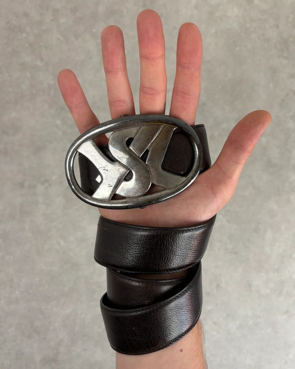 Yves Saint Laurent AW2003 Yves Saint Laurent Brown Leather Silver Buckle Belt Size ONE SIZE - 3 Thumbnail